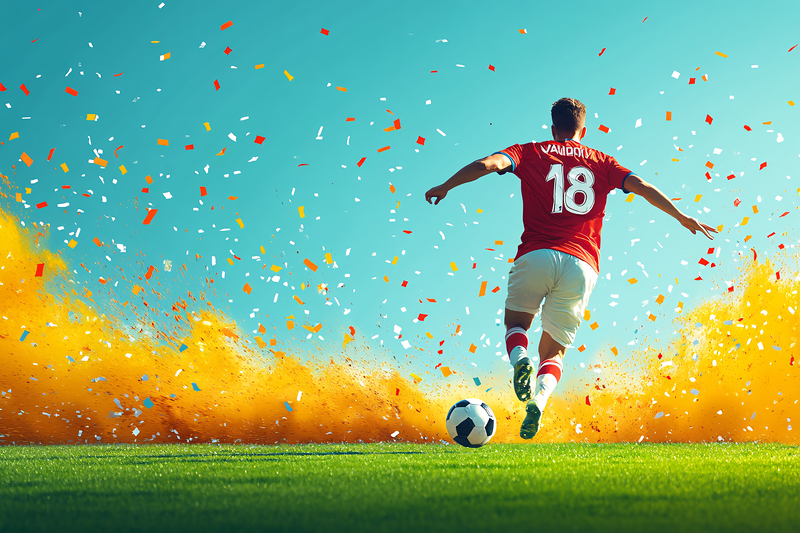 Soccer Player Kicking Ball Celebration