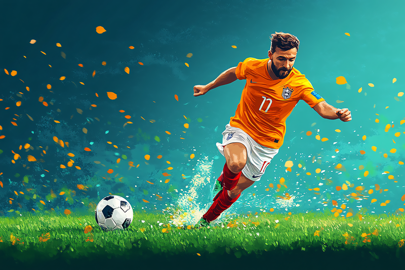 Soccer Player Kicking Ball