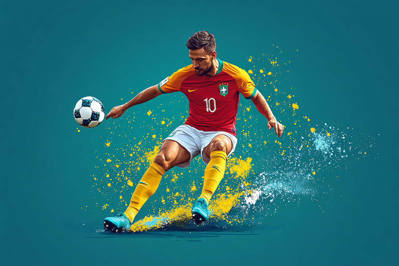 Soccer Player Kicking Ball