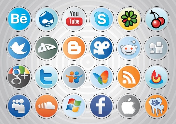 Social Media Buttons Free Vector