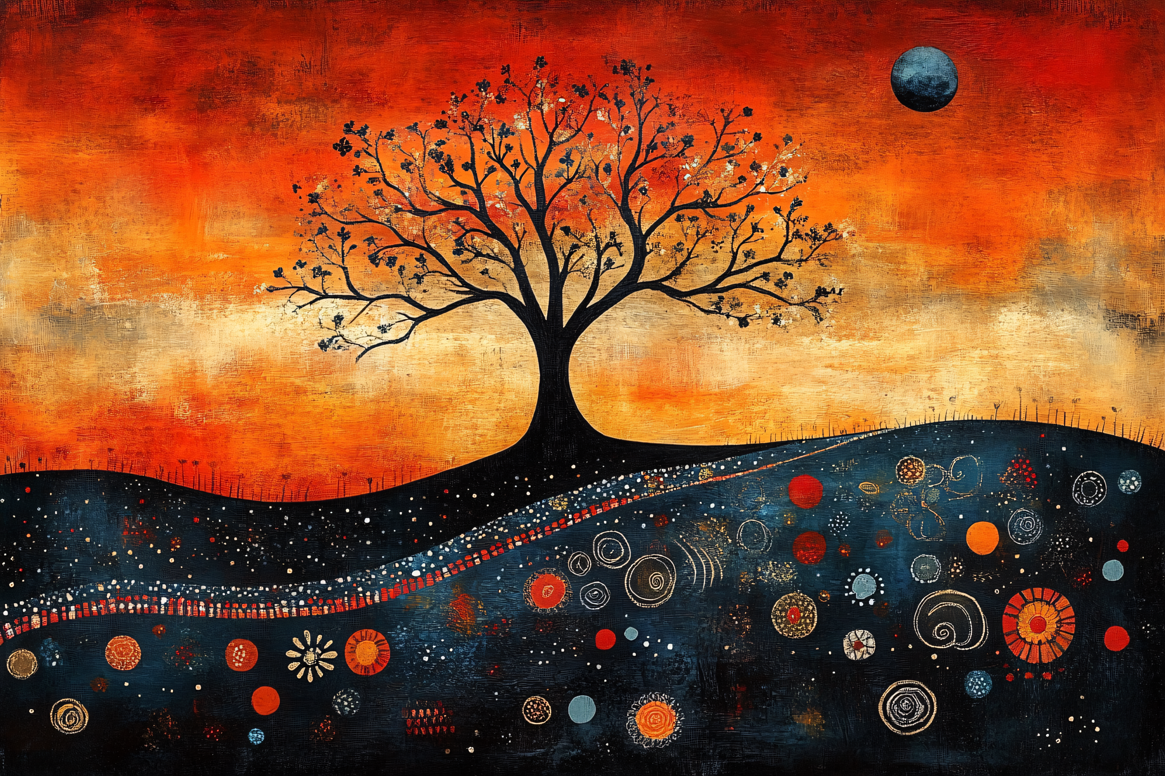 Solitary Tree Under an Orange Sky