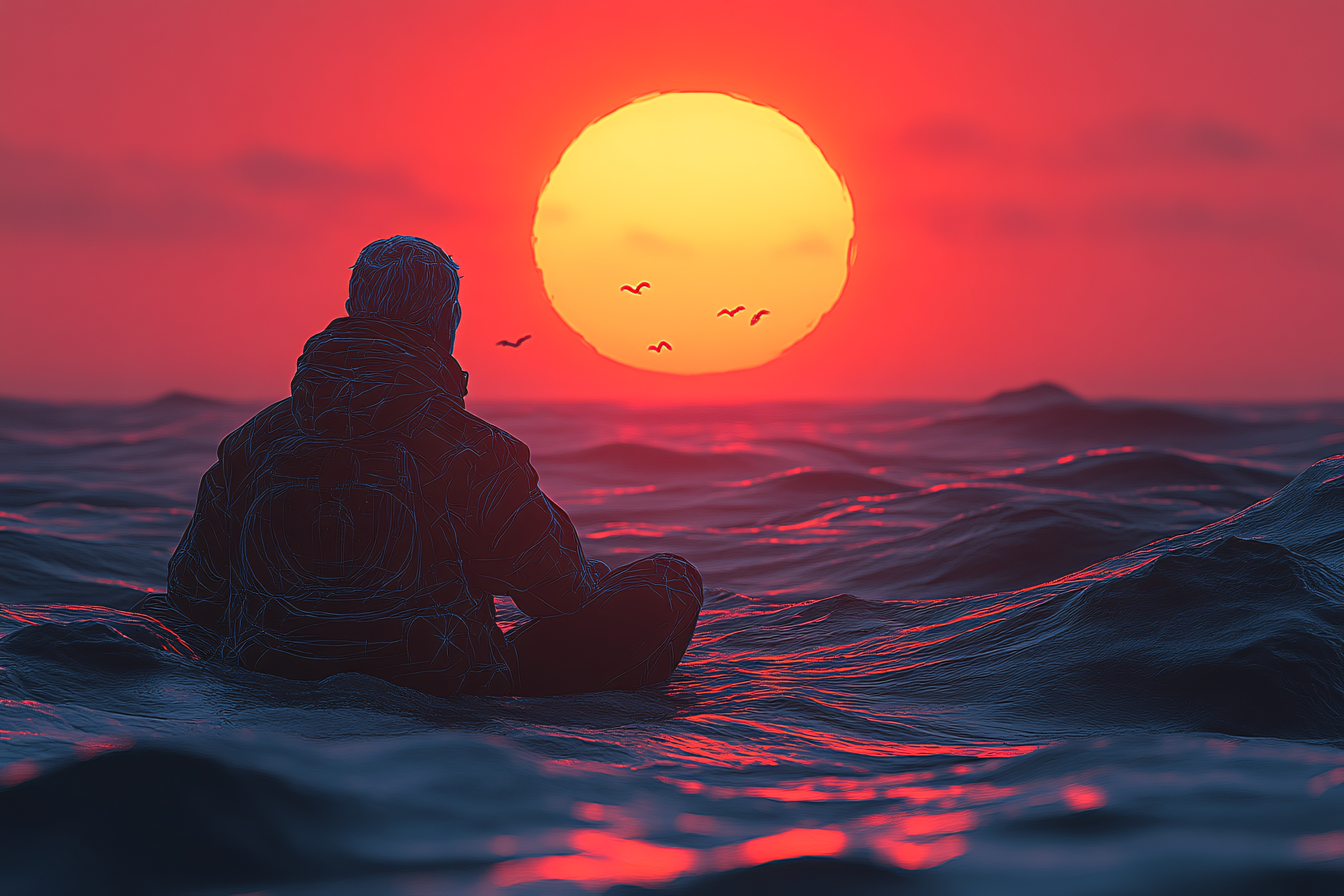 Solitude at Sea at Sunset