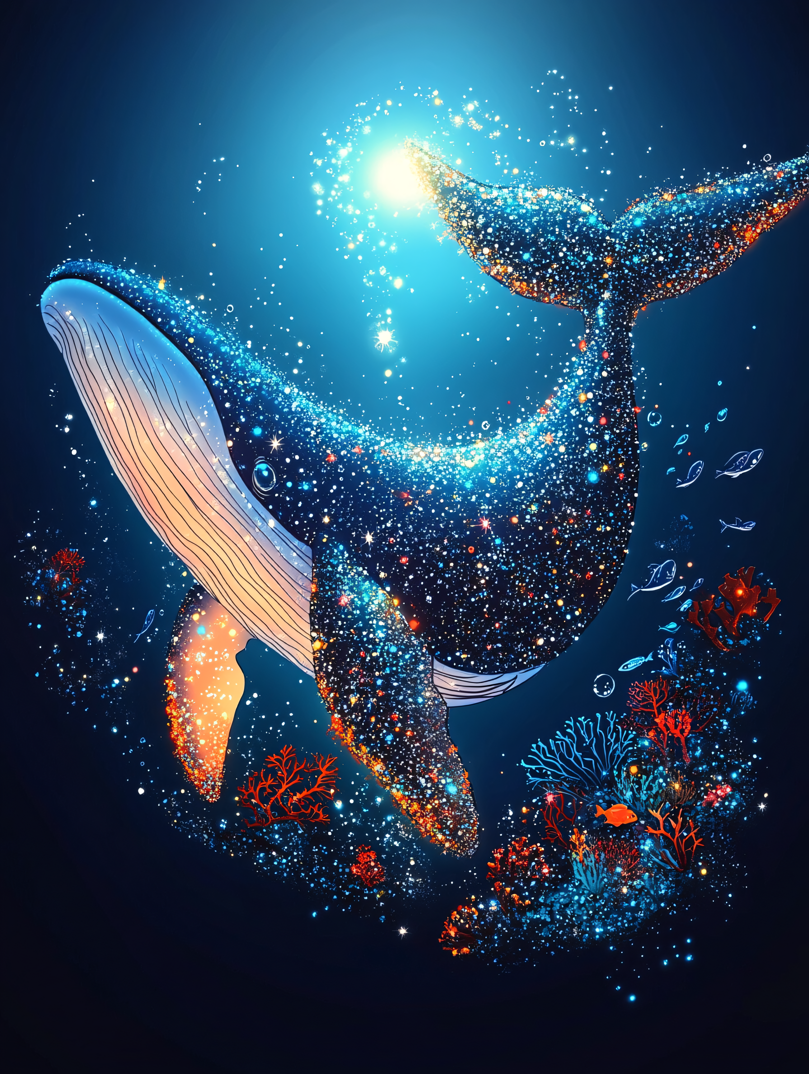 Sparkling Whale In The Deep Sea