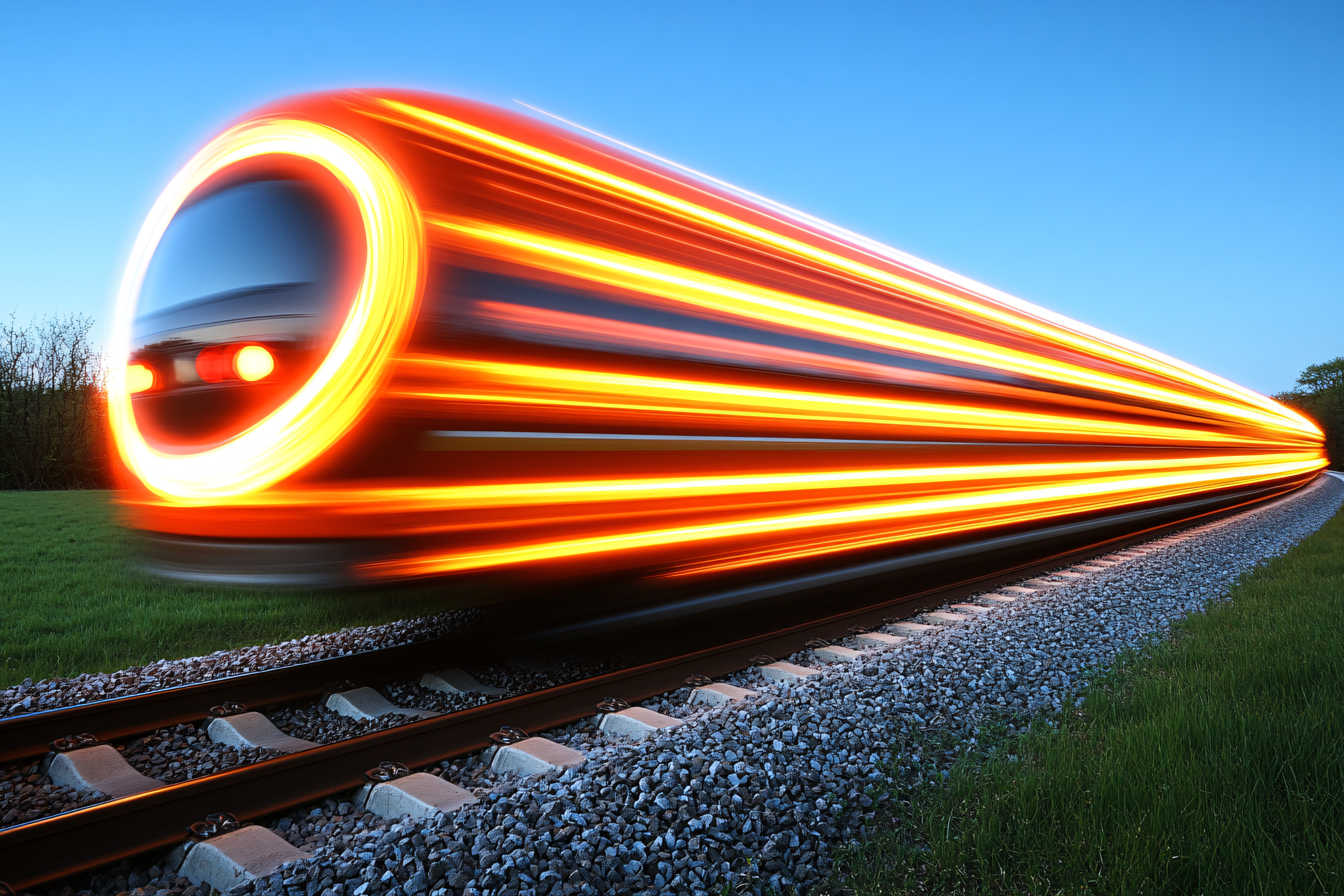 Speeding Train at Night