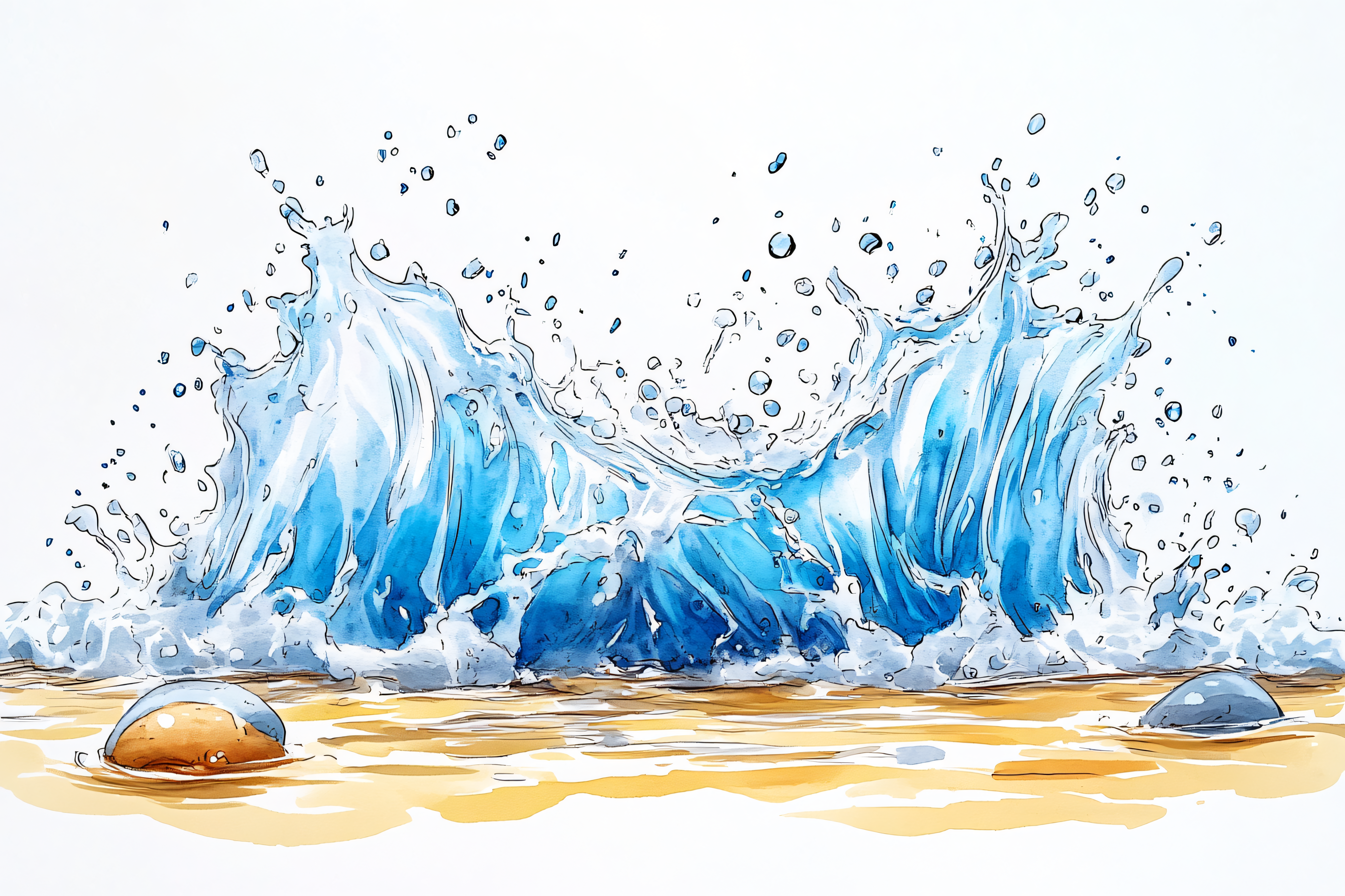 Splashing Wave Watercolor