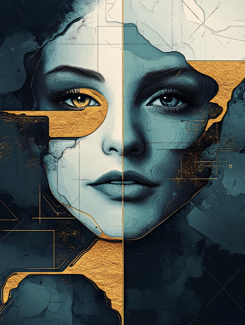 Split Face Abstract Portrait