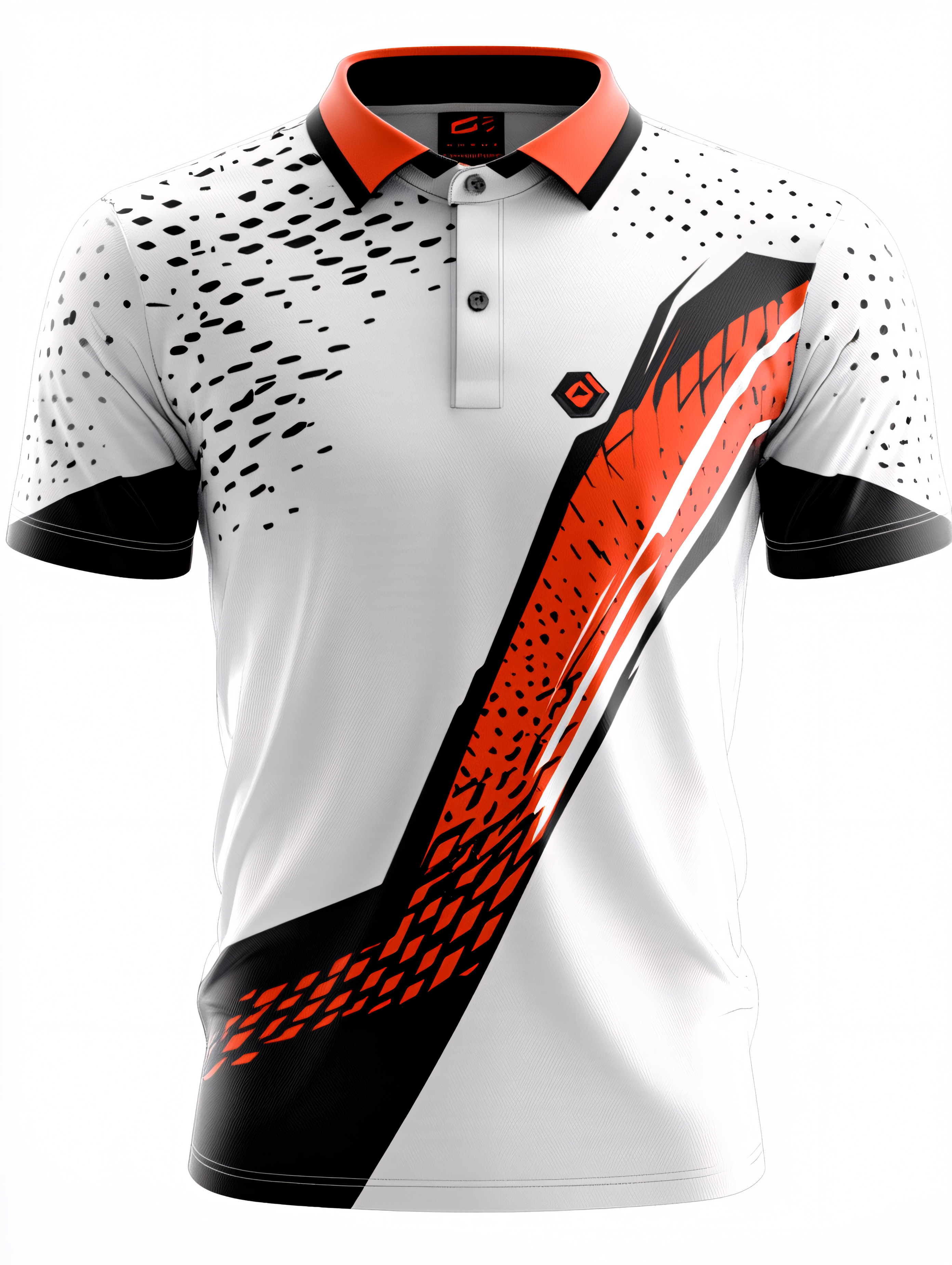 Sporty Polo Shirt with Geometric Accents