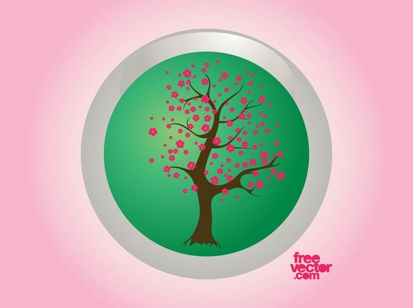 Spring Tree Badge Free Vector