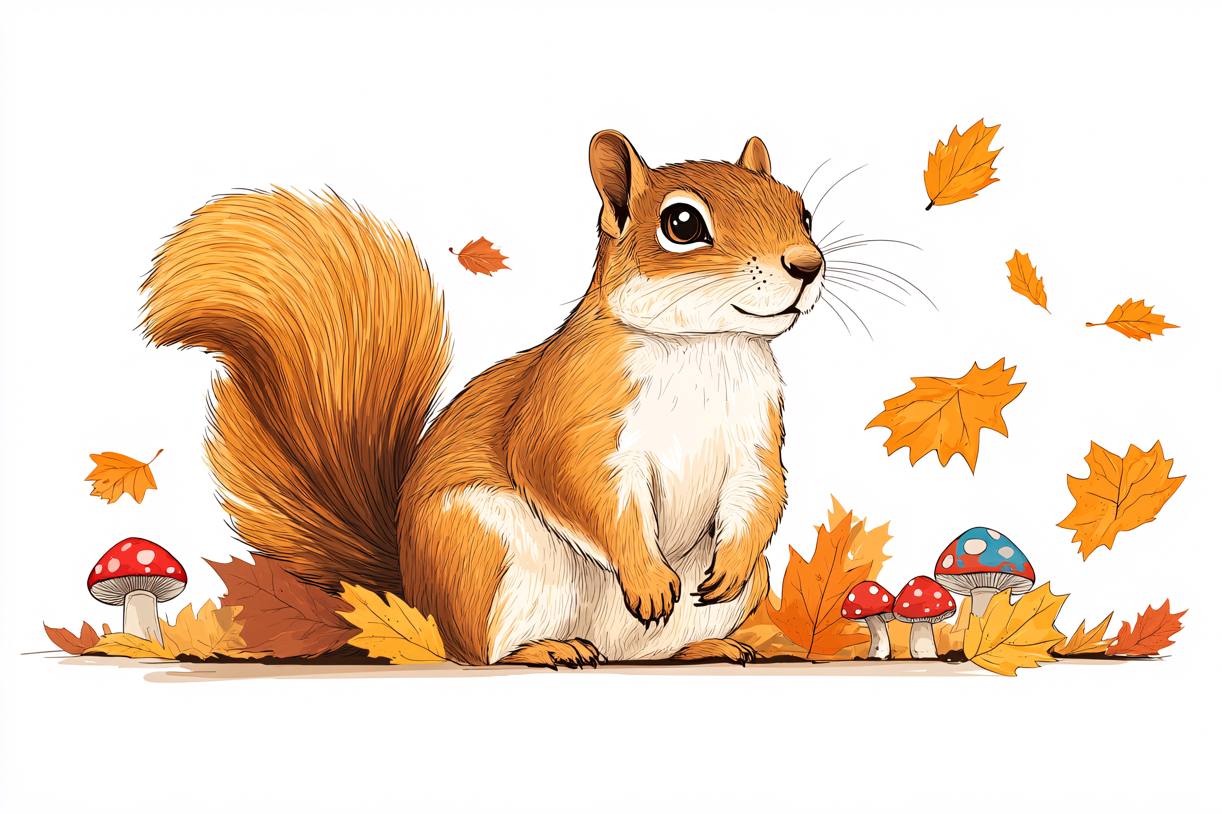 Squirrel In Autumn Setting