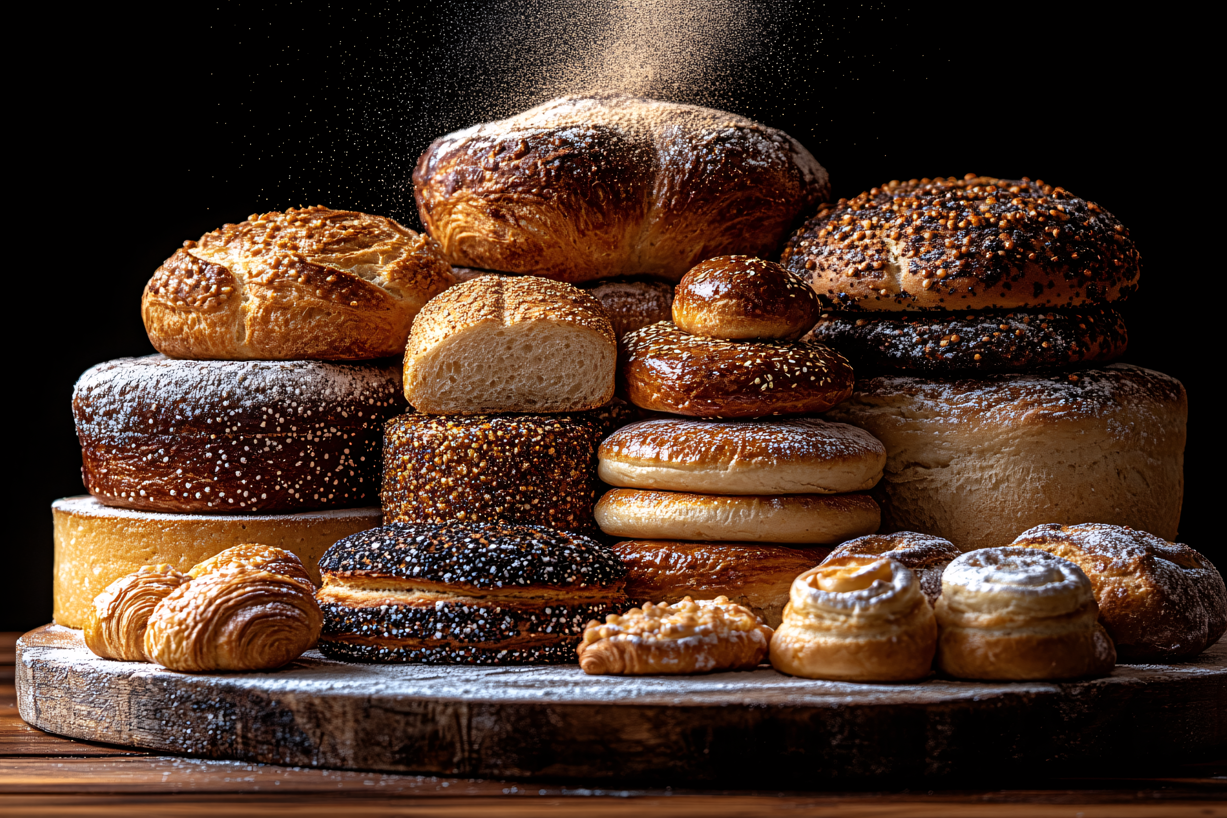 Stack Of Assorted Breads