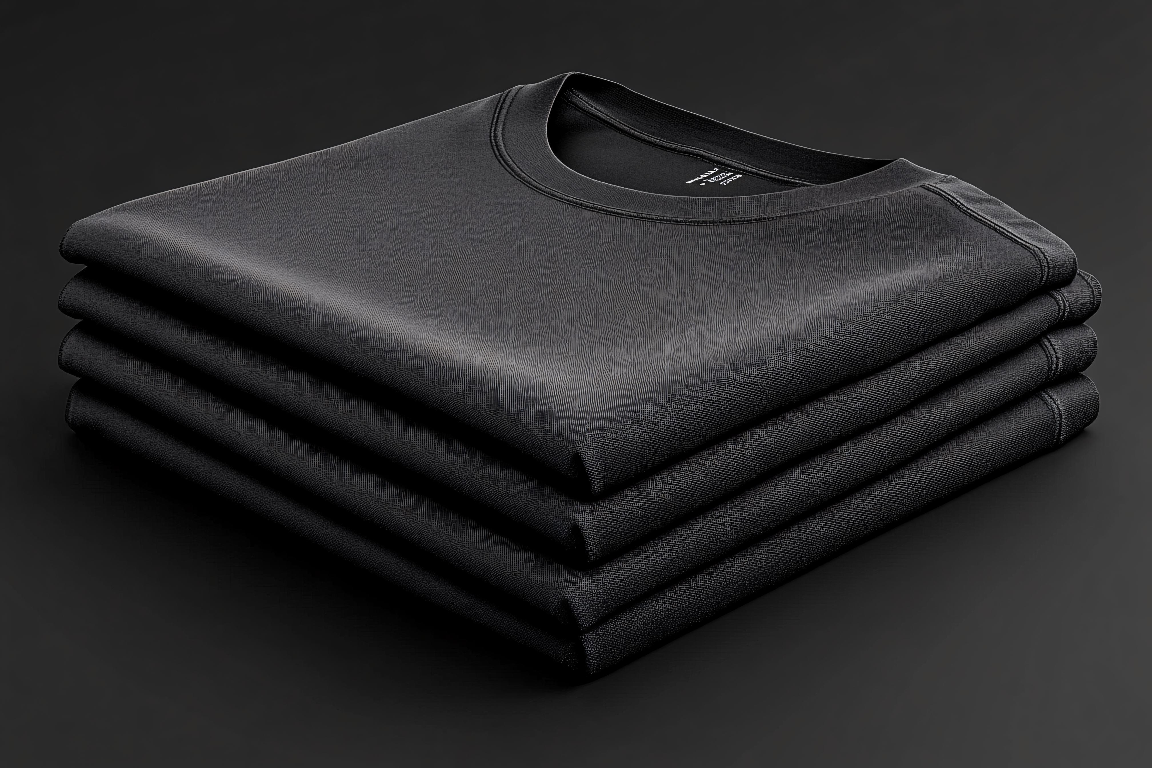 Stack Of Folded Black T-Shirts