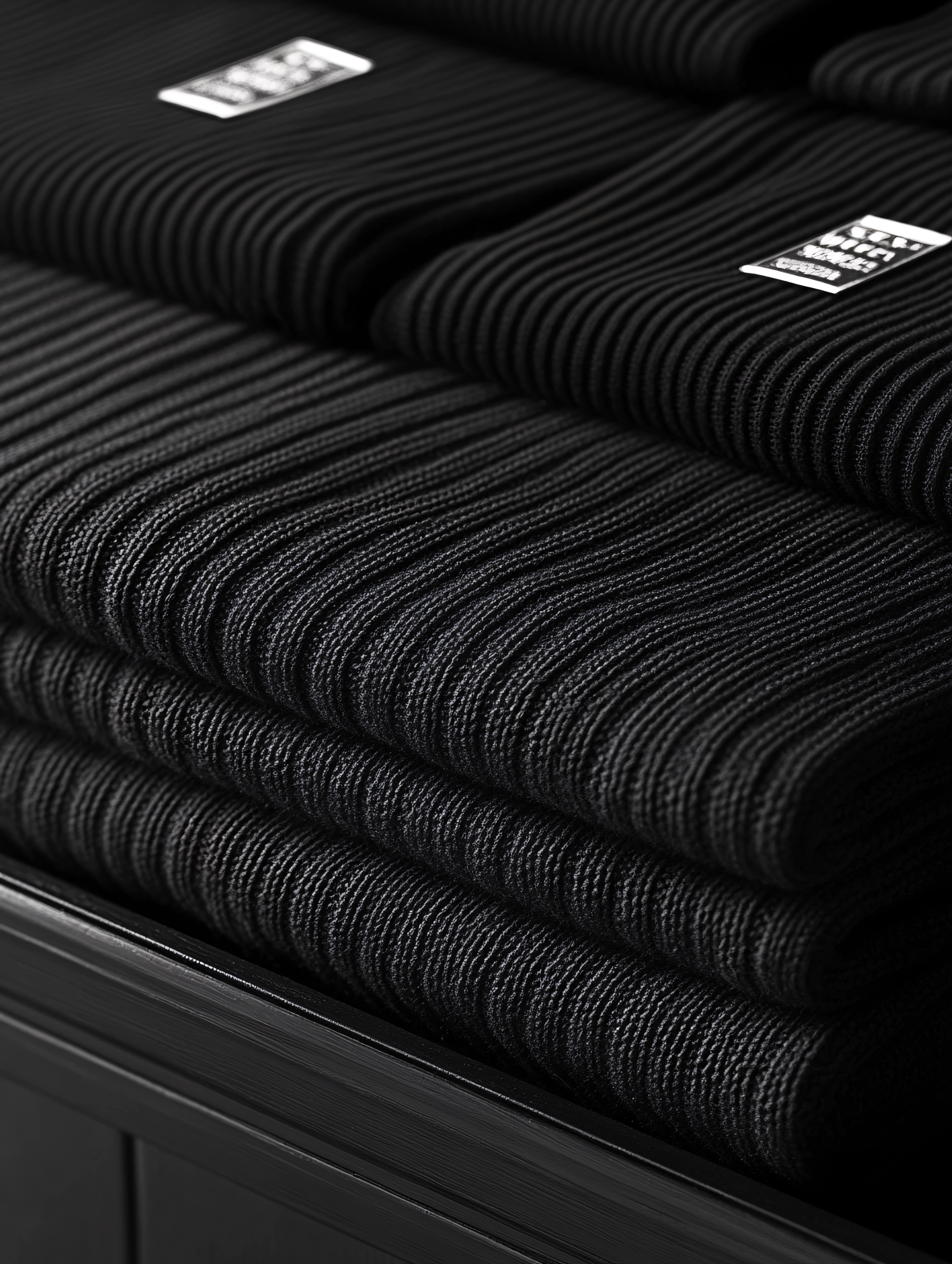 Stacked Black Ribbed Beanies
