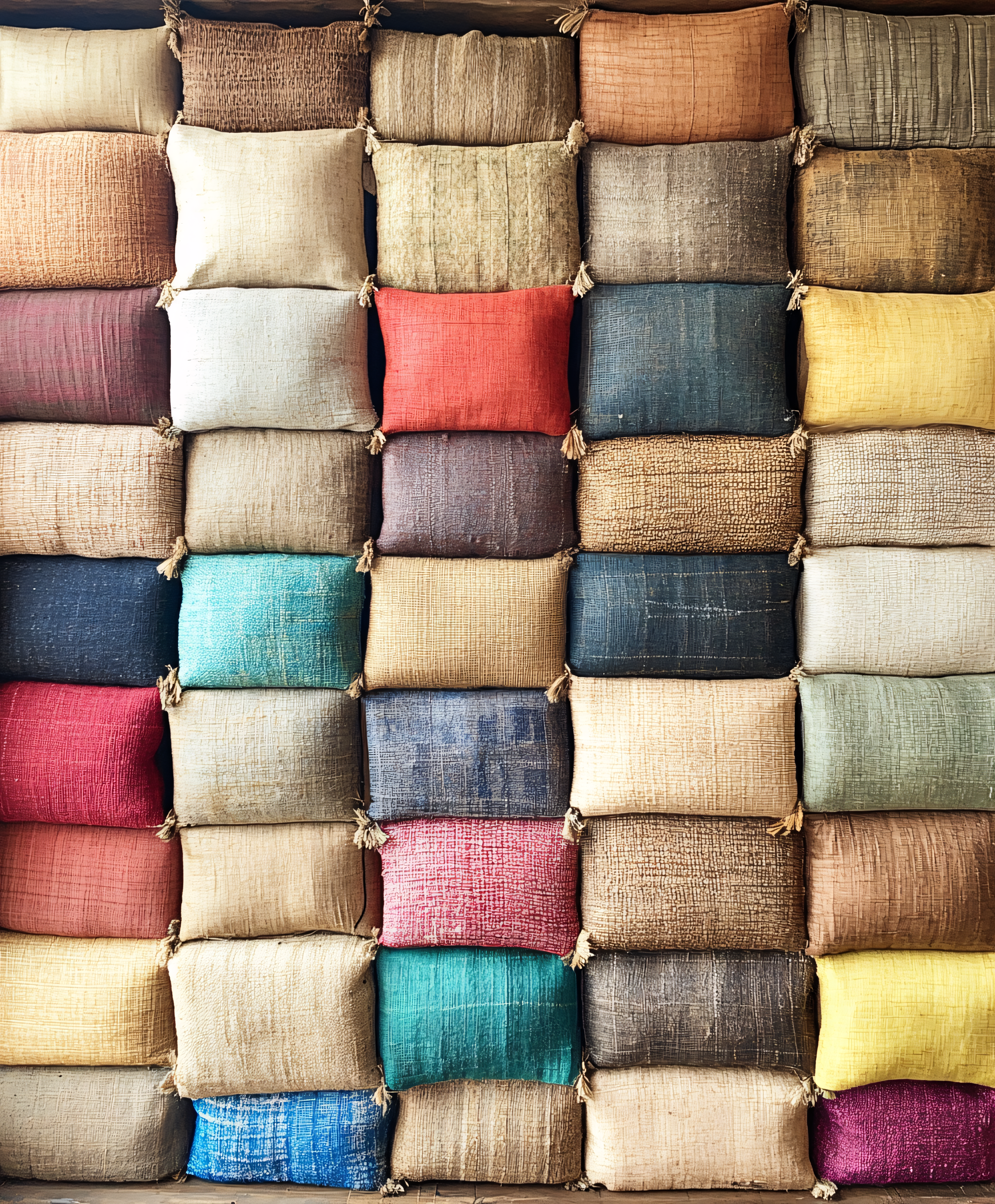 Stacked Burlap Pillows
