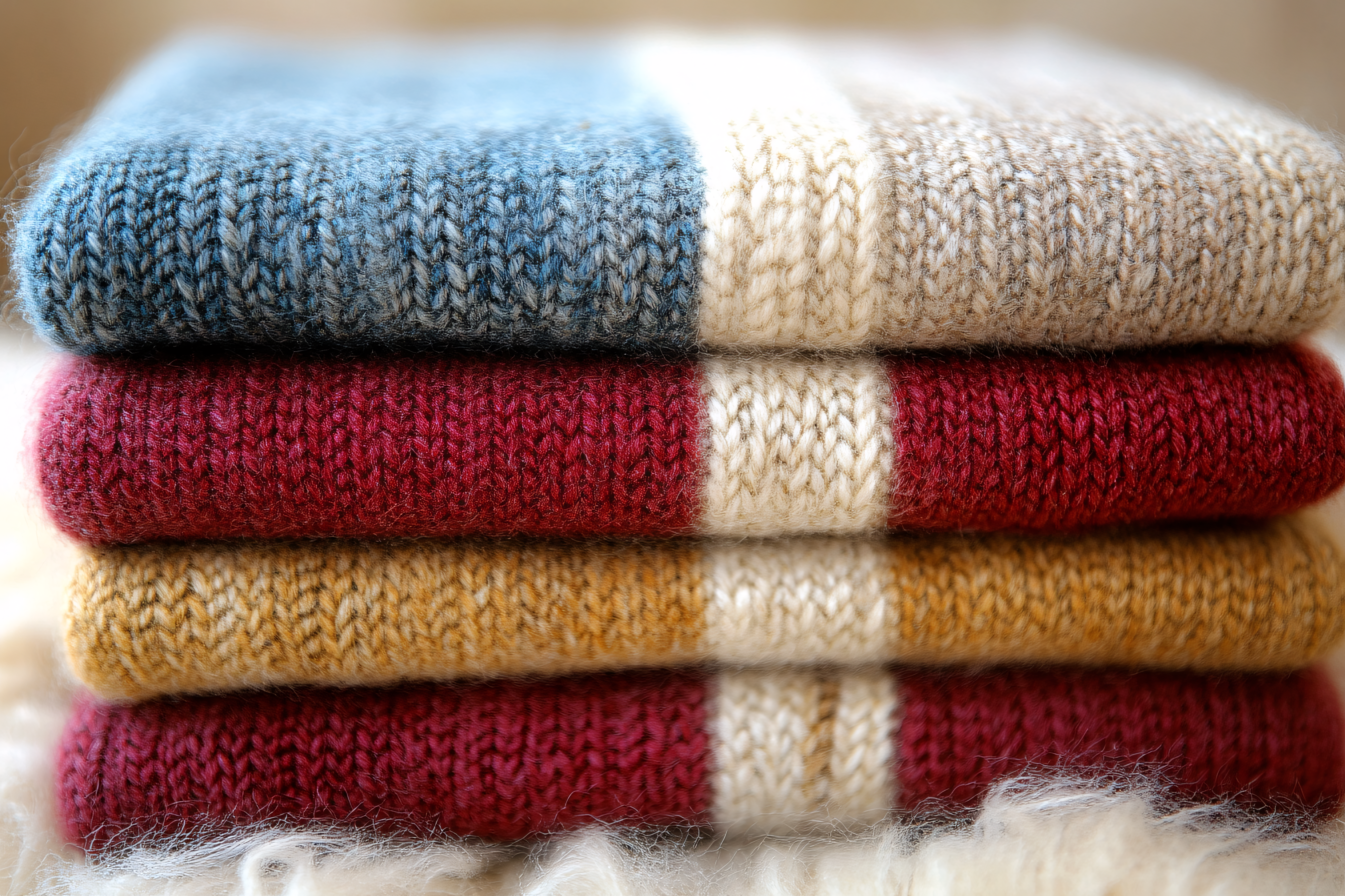 Stacked Knitted Blankets