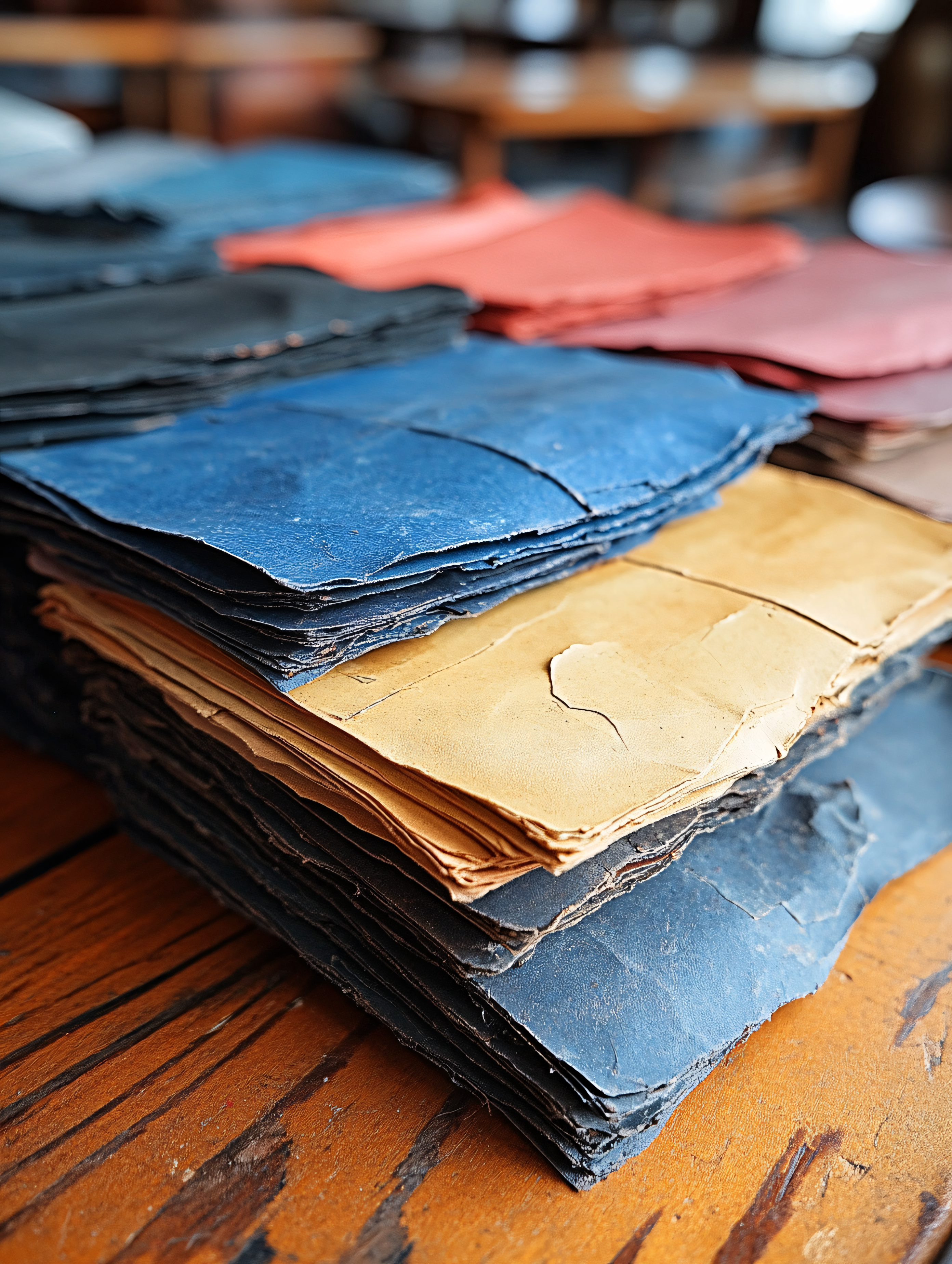 Stacks Of Colorful Handmade Paper