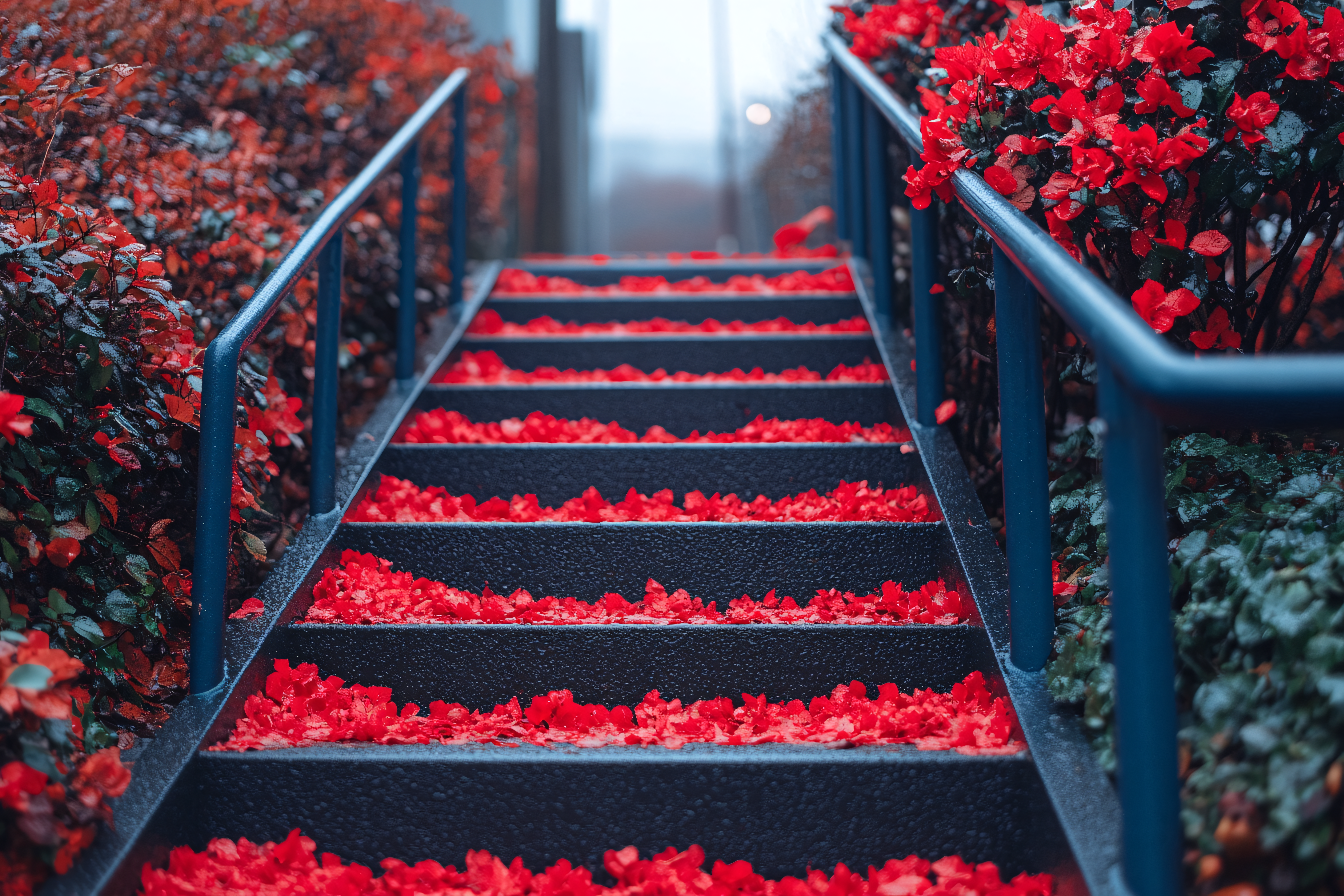Stairway Of Scarlet Foliage