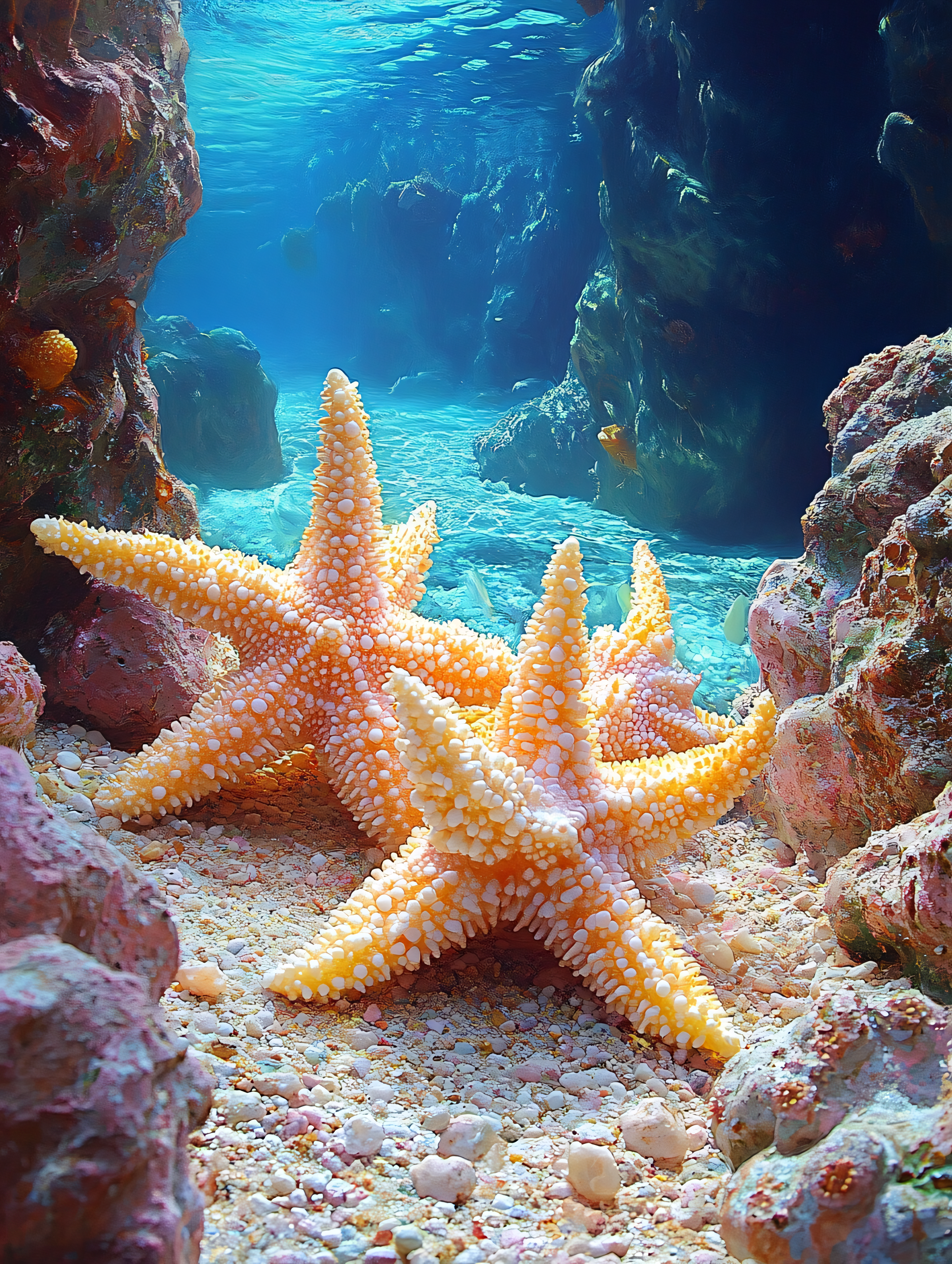 Starfish Gathering Underwater