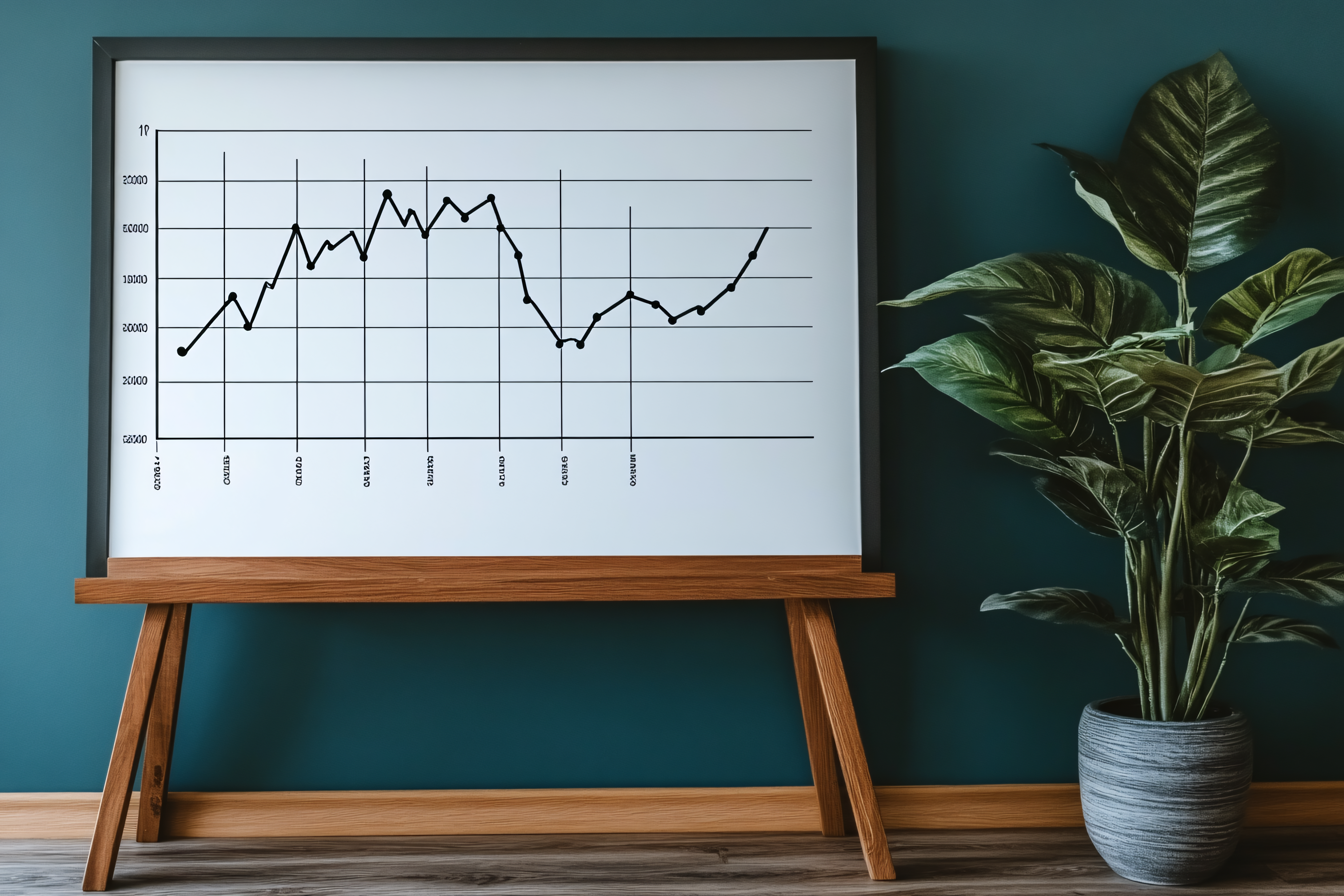 Stock Market Graph On Wooden Easel
