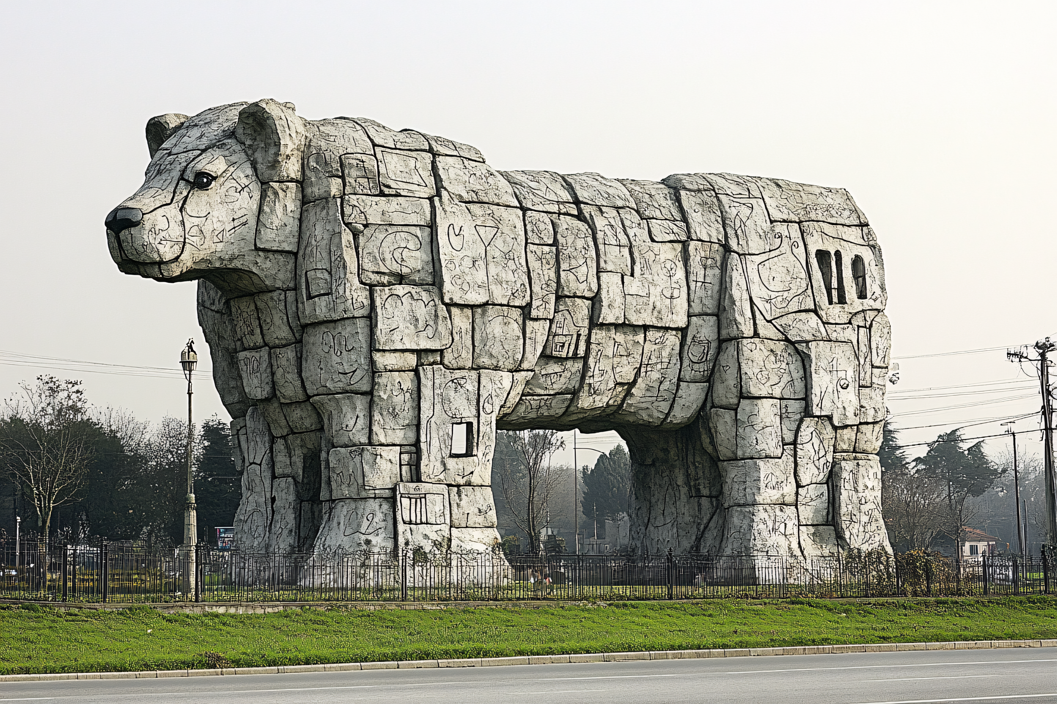 Stone Bear Sculpture