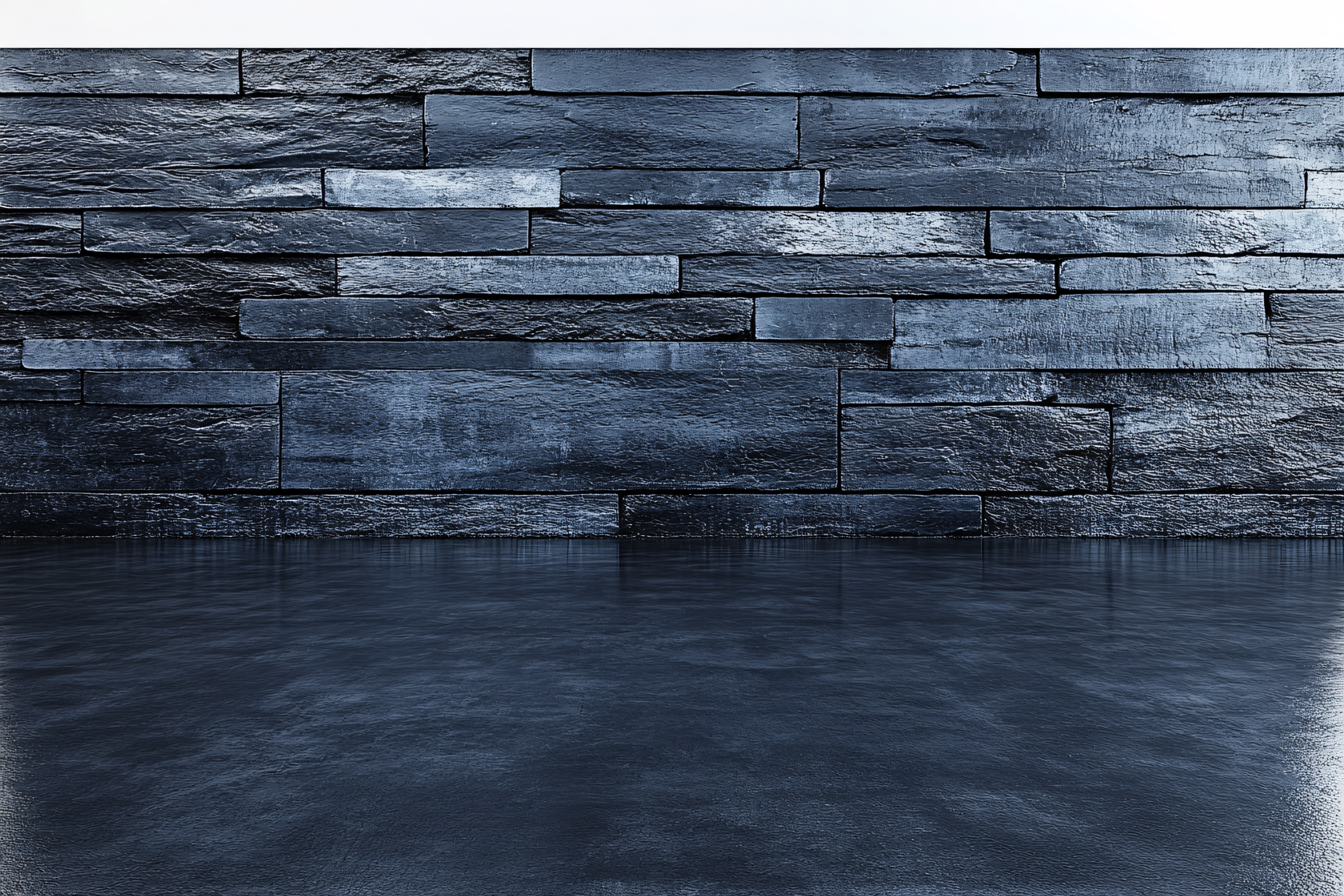 Stone Brick Wall with Reflective Floor