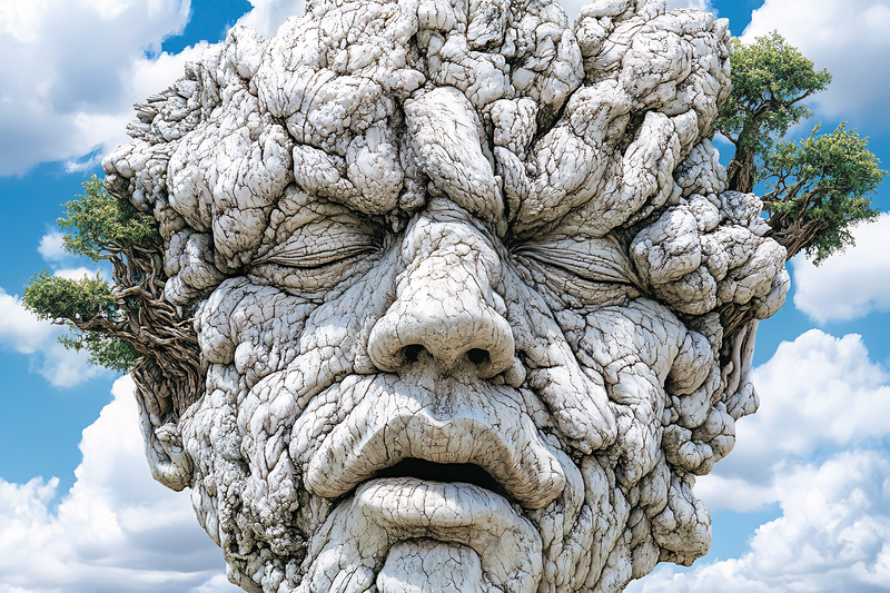 Stone Face with Trees