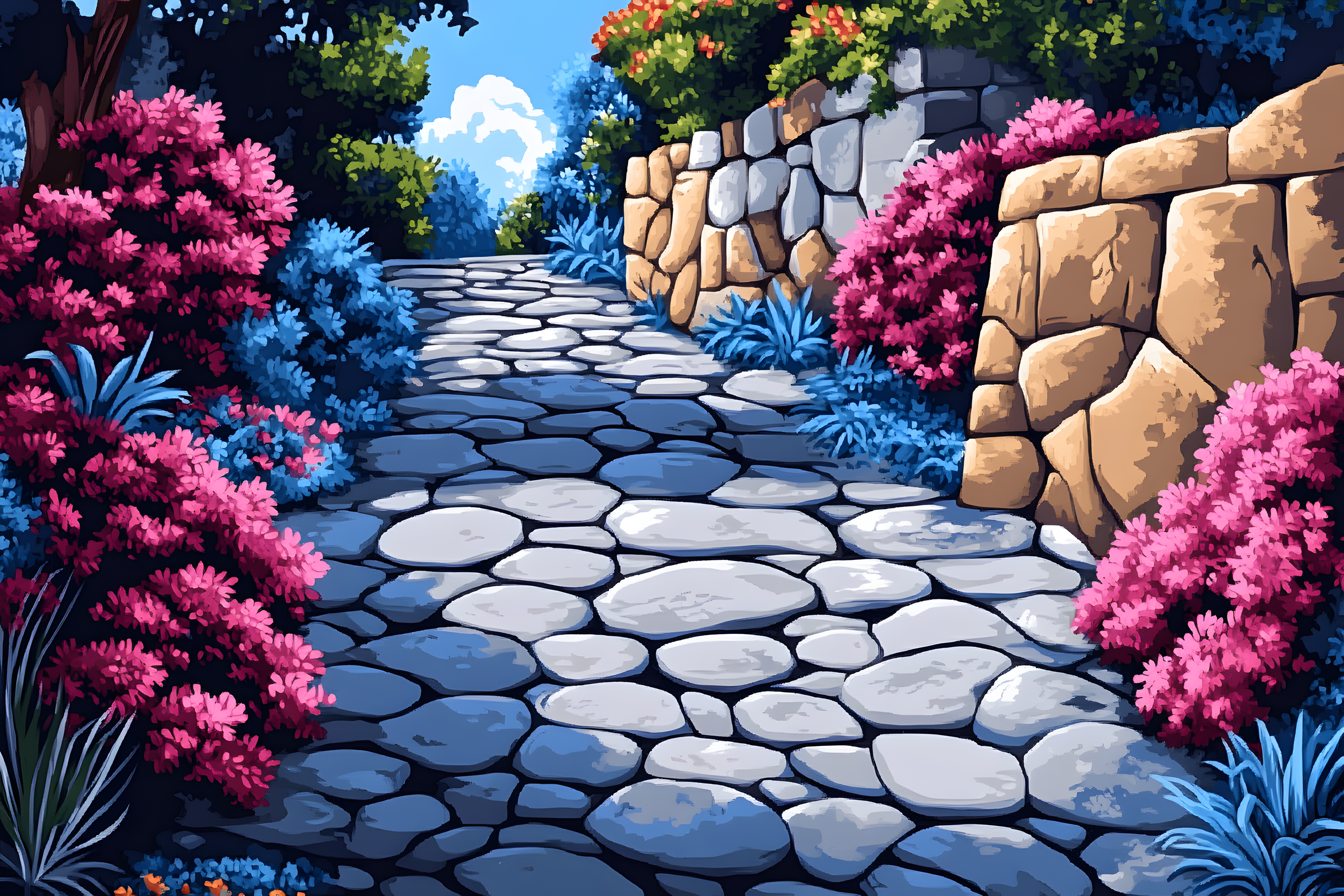 Stone Pathway Through Garden