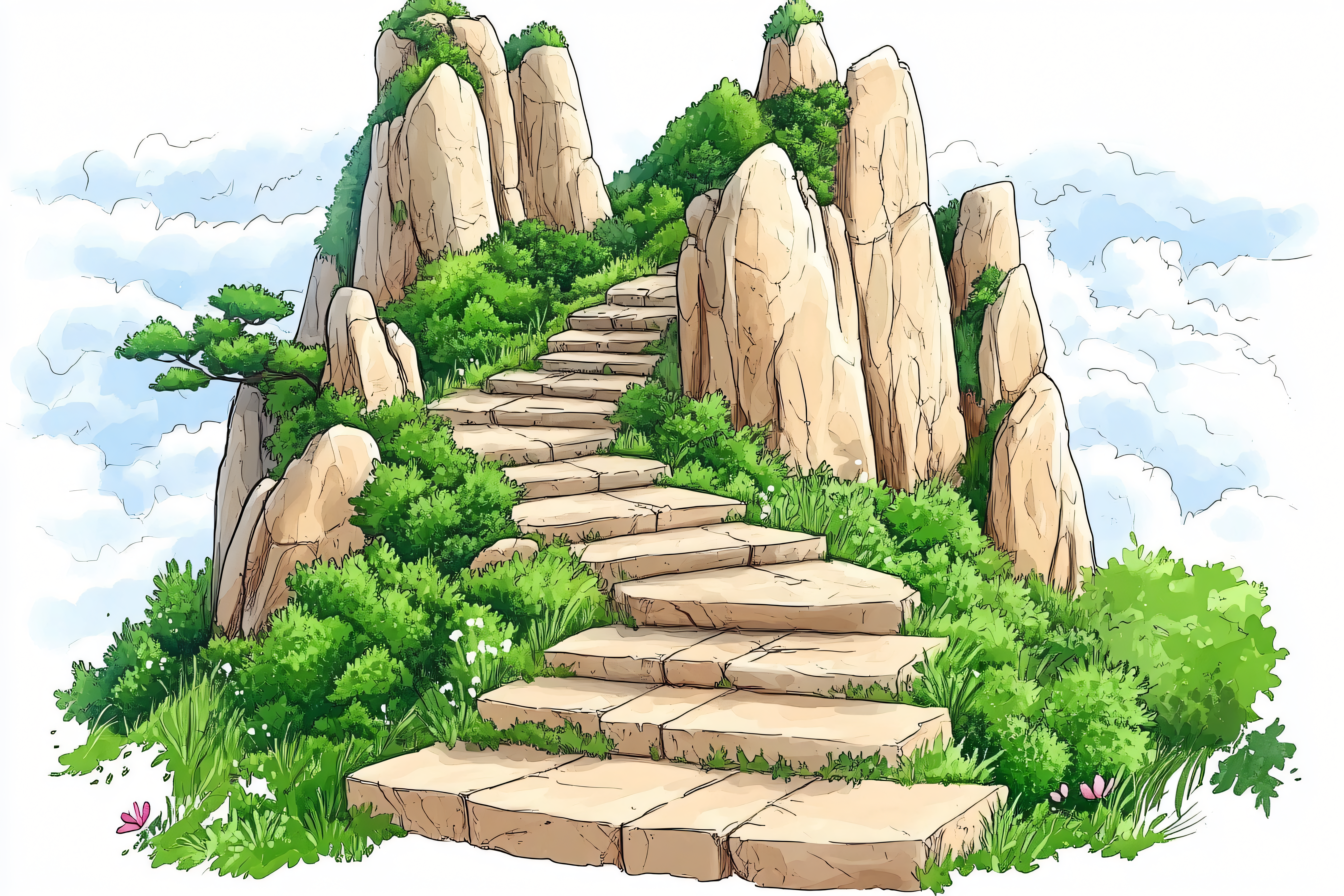 Stone Steps Path To Mountain Top
