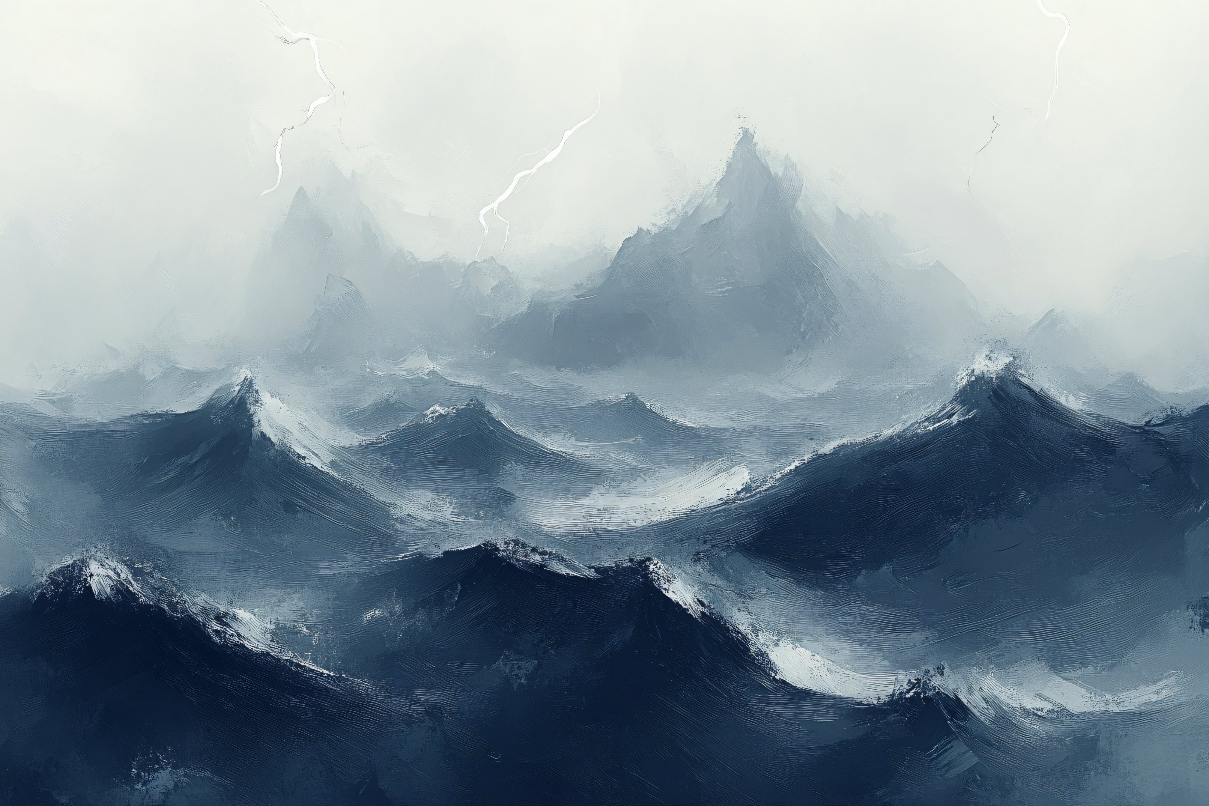 Stormy Ocean and Mountains