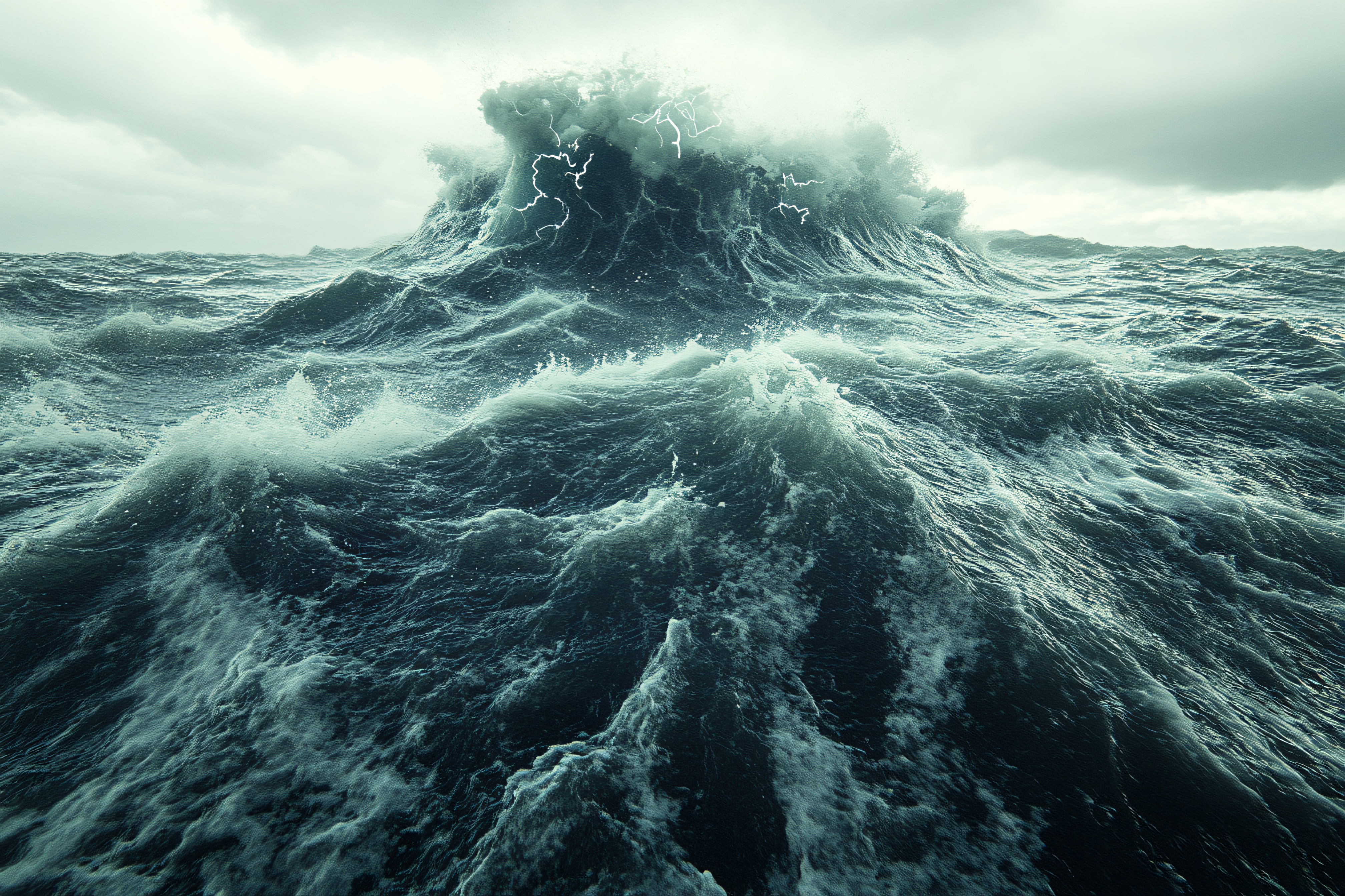 Stormy Sea with Lightning