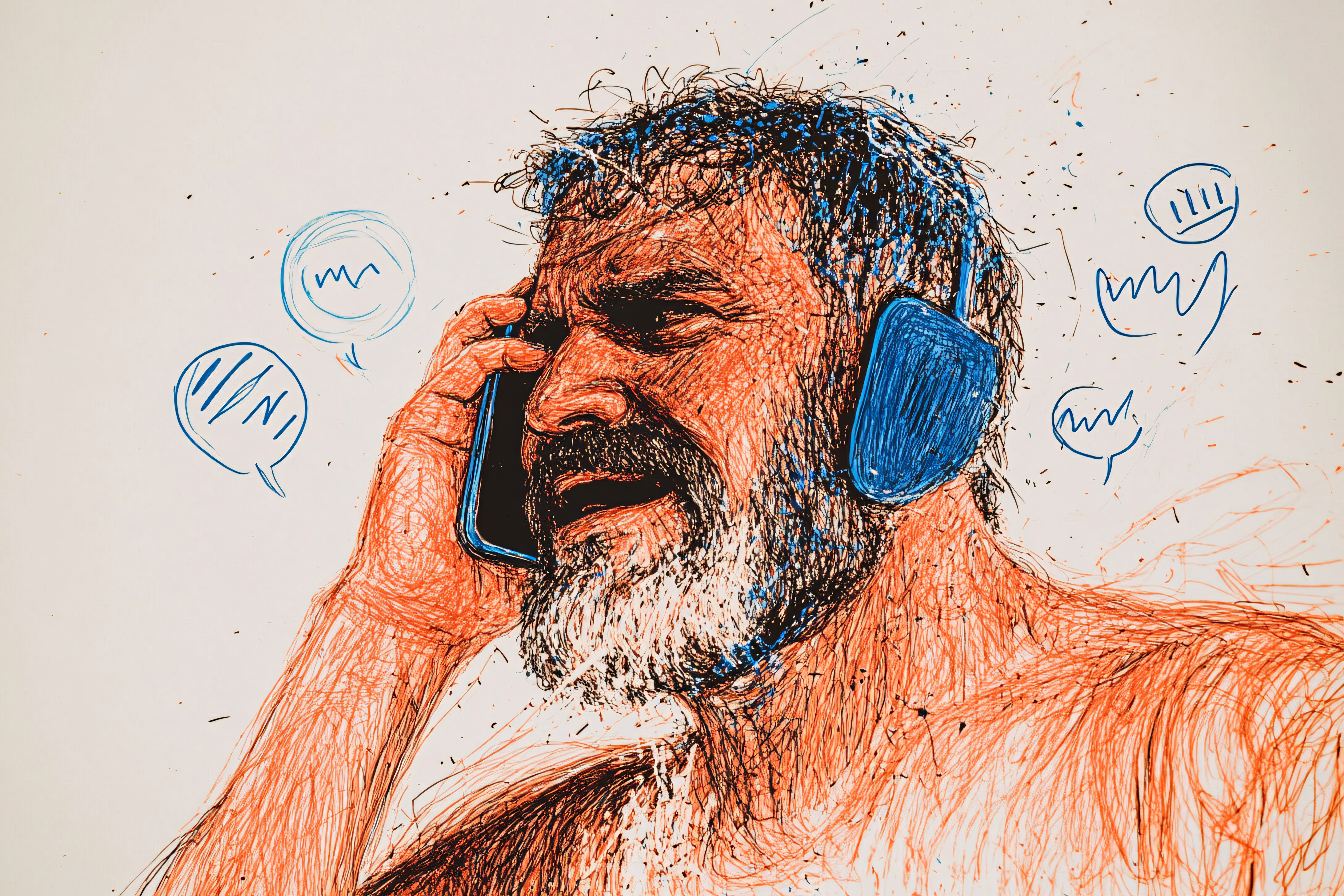 Stressed Man on Phone