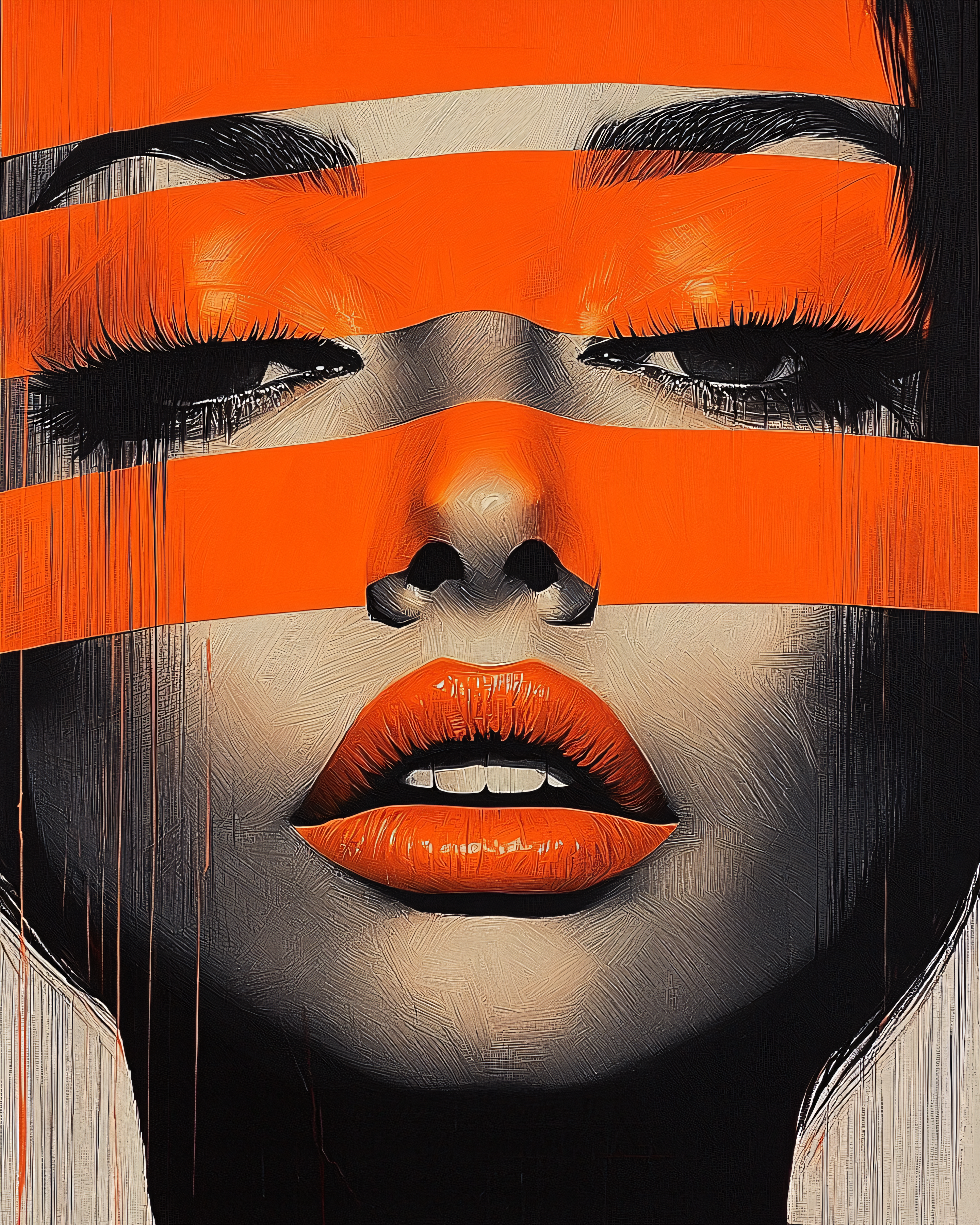 Striking Portrait With Orange Bands
