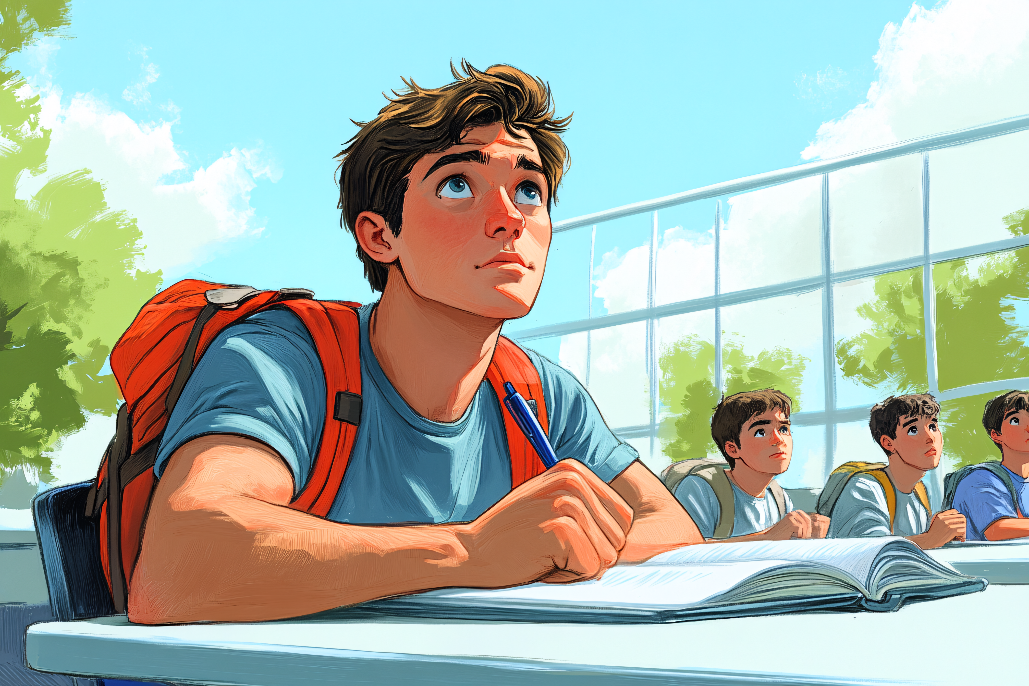 Student In Classroom Looking Up