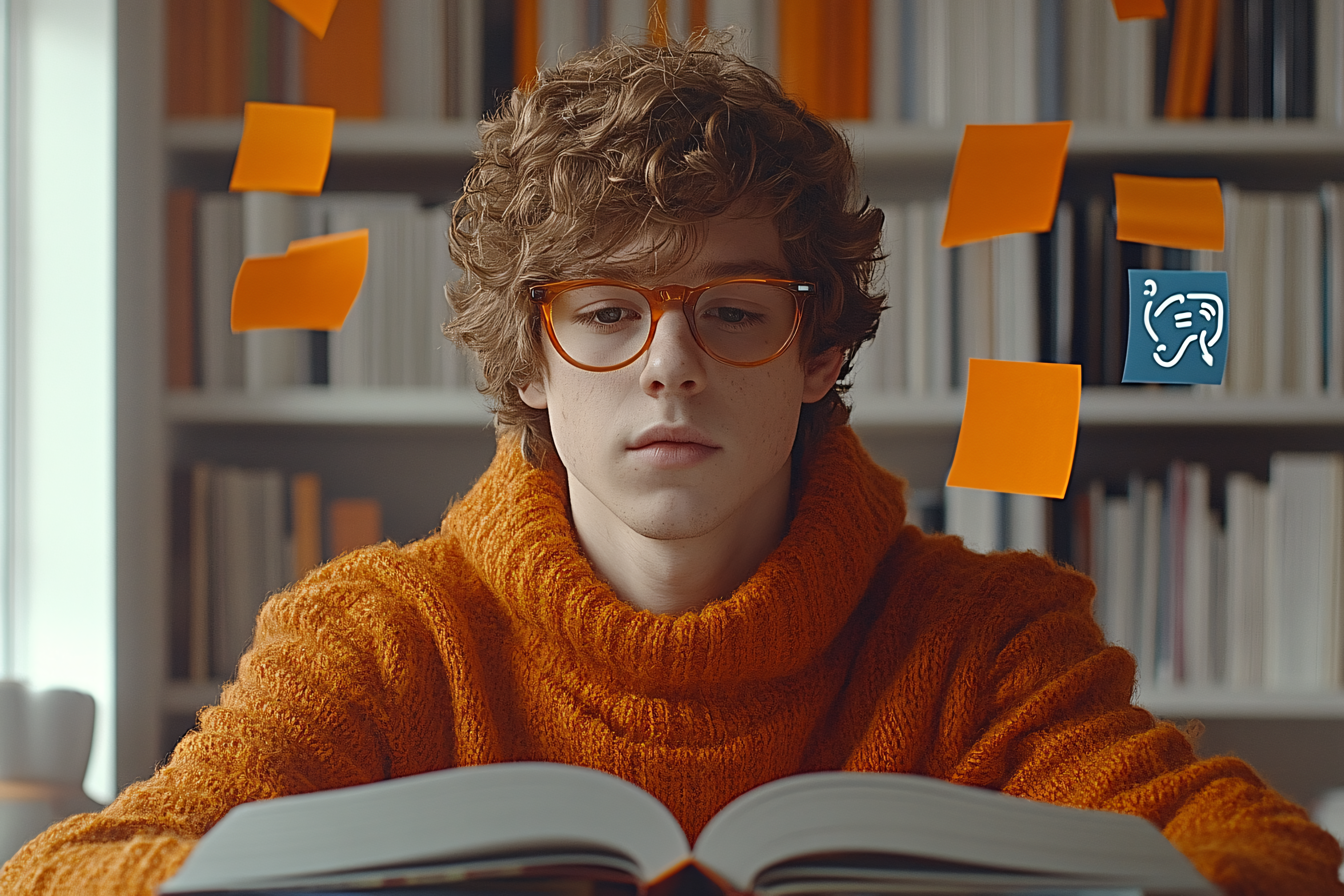 Student Lost in Thought Reading a Book