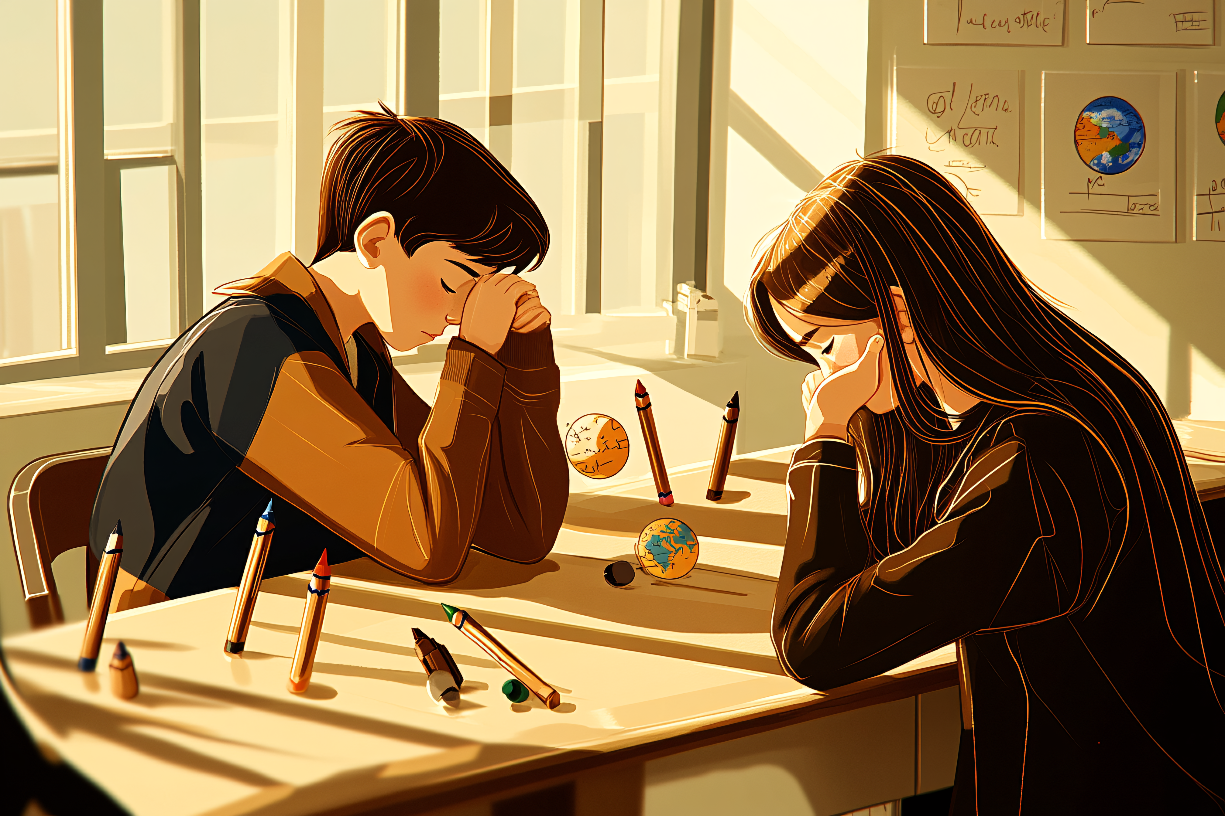 Students Contemplating in Classroom