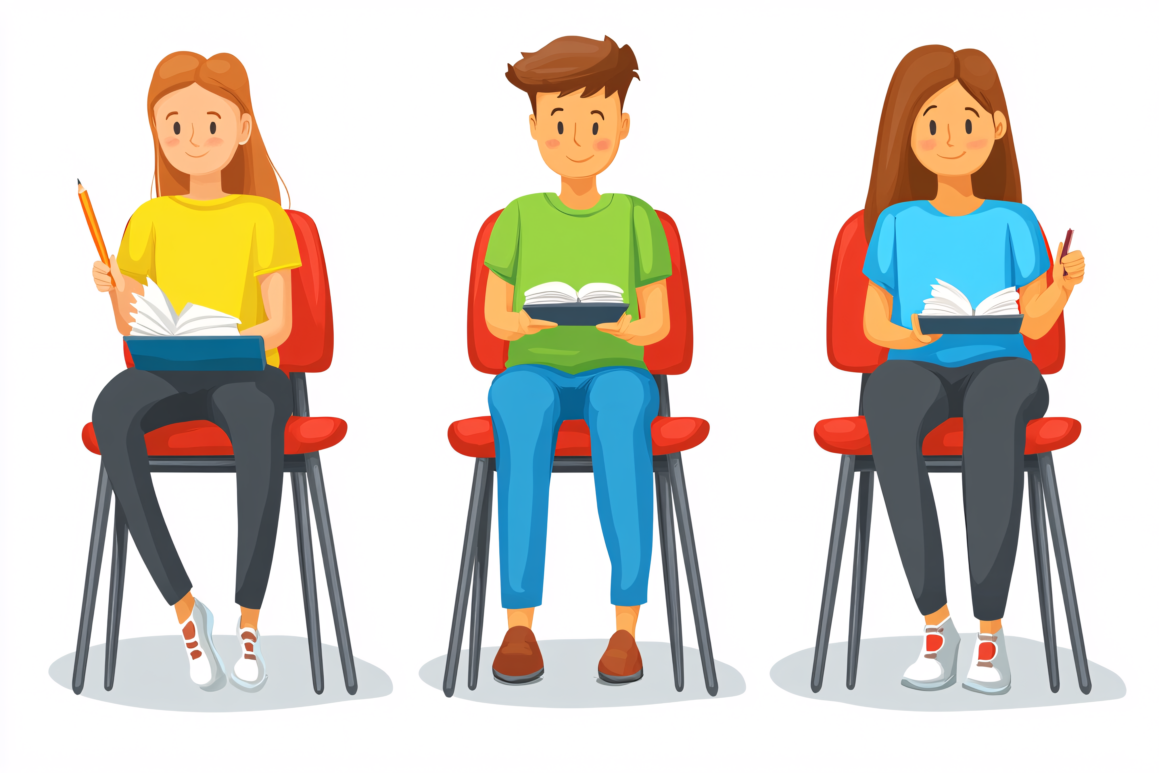 Students Reading Books In Classroom