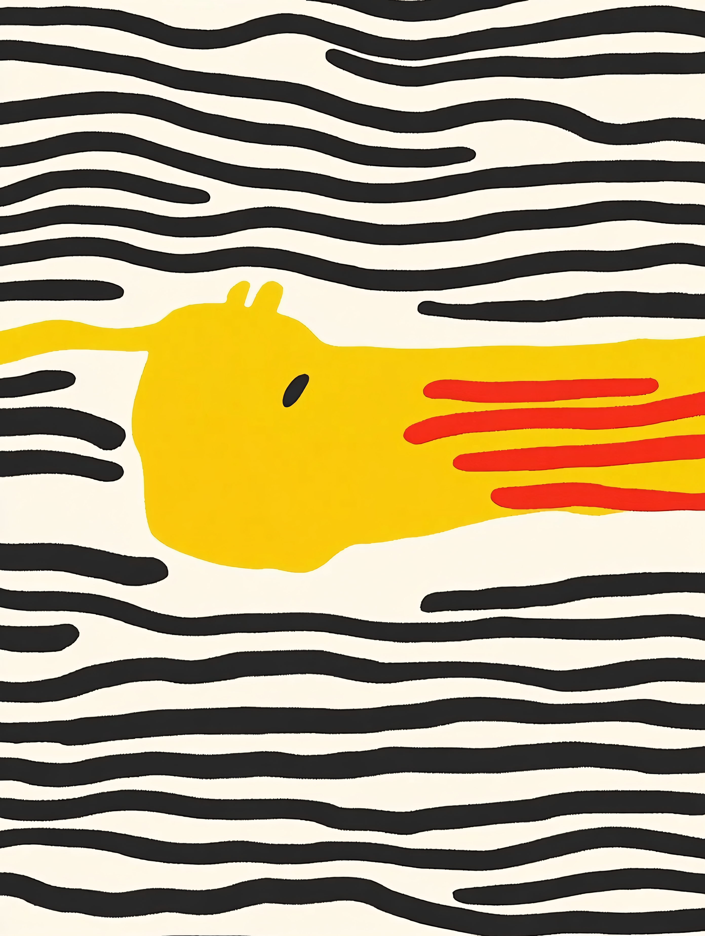 Stylized Animal Head with Zebra Stripe Pattern