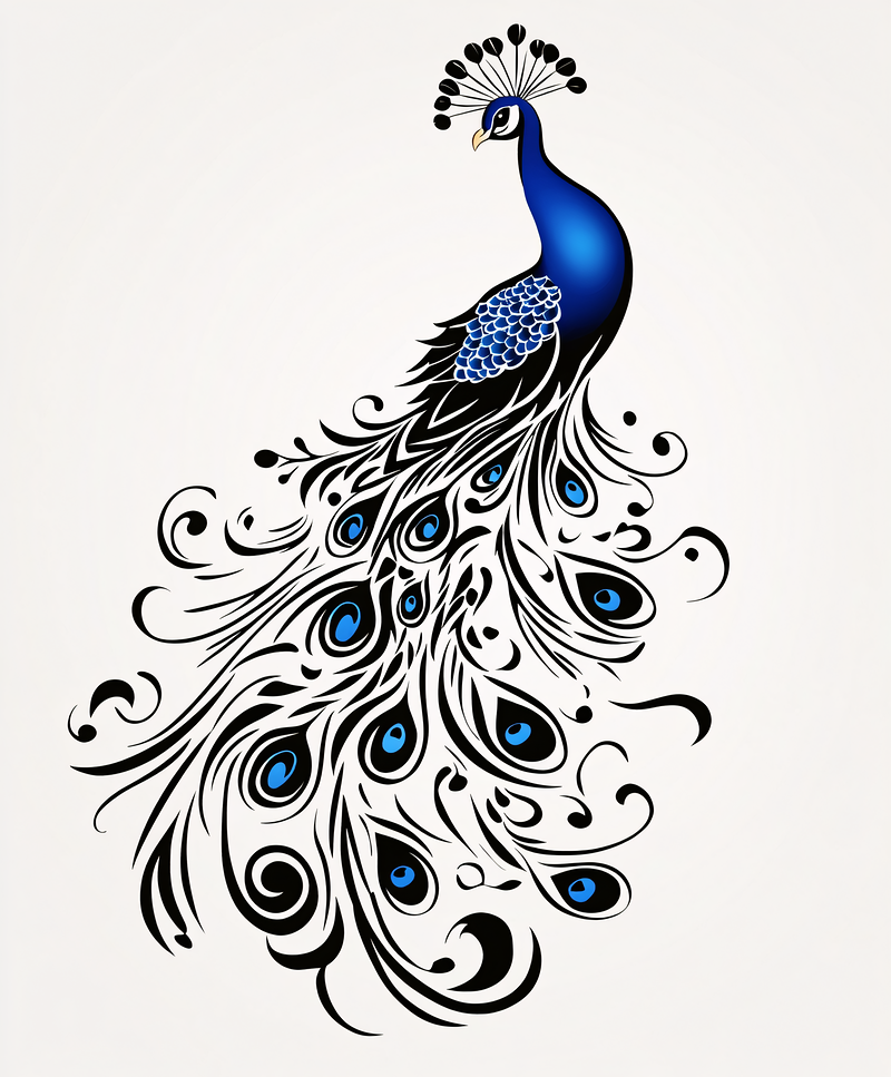 Stylized Blue Peacock Tail
