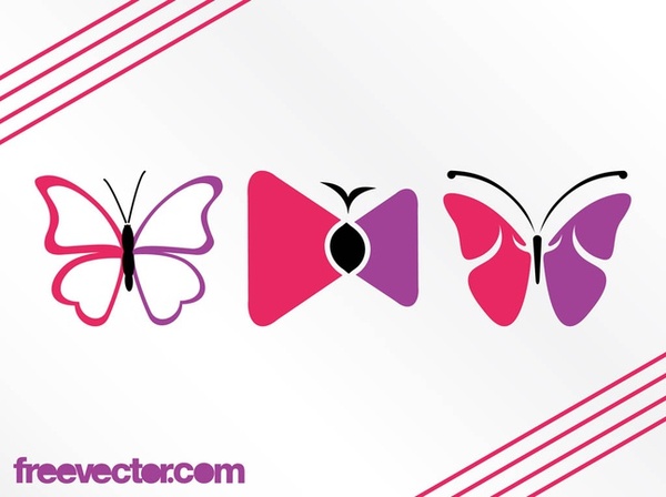 Stylized Butterflies Free Vector