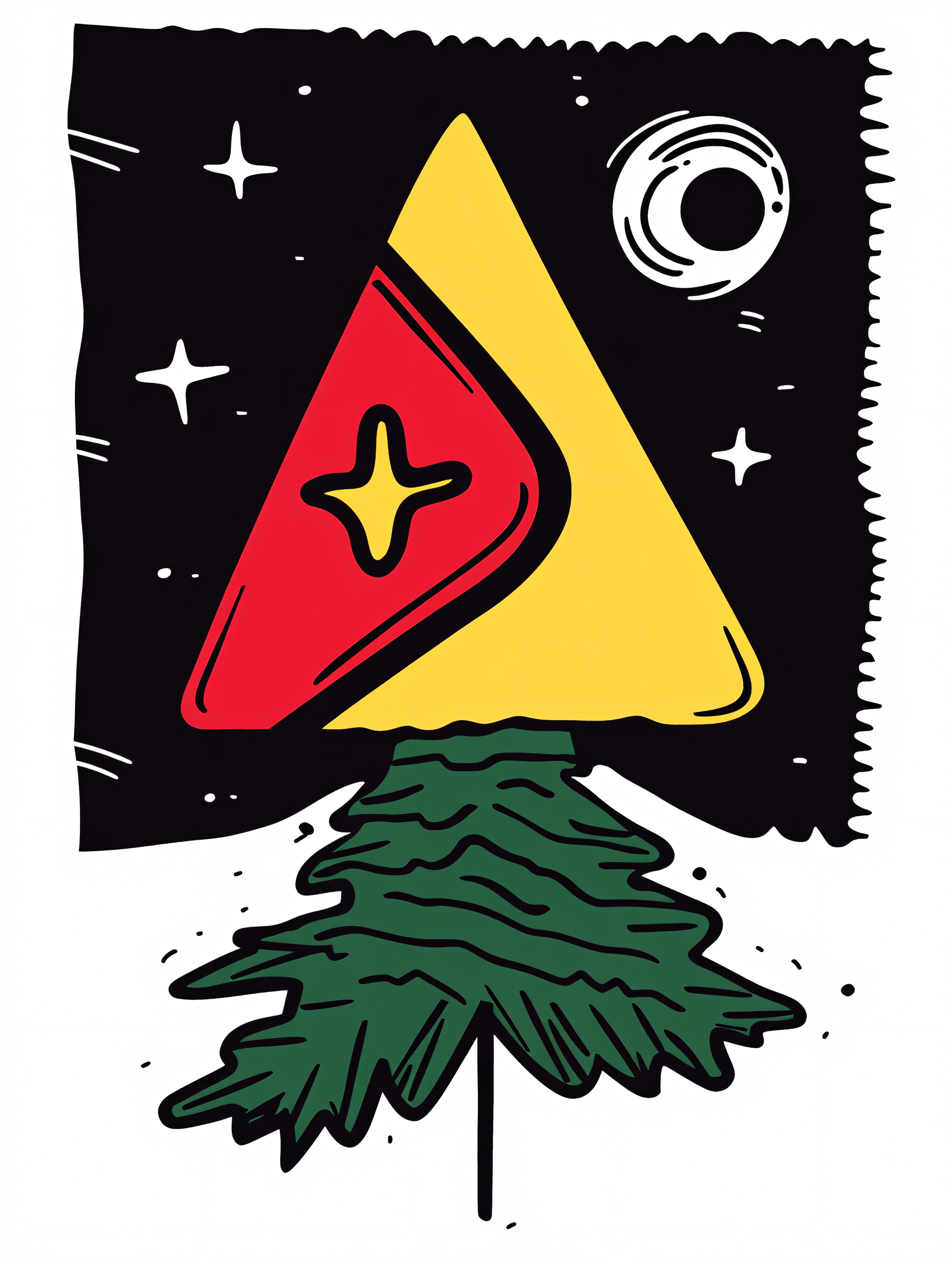 Stylized Christmas Tree Night Sky