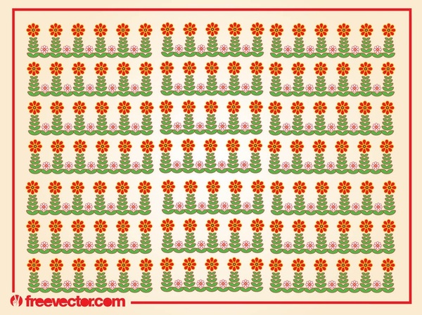Stylized Flowers Pattern Free Vector