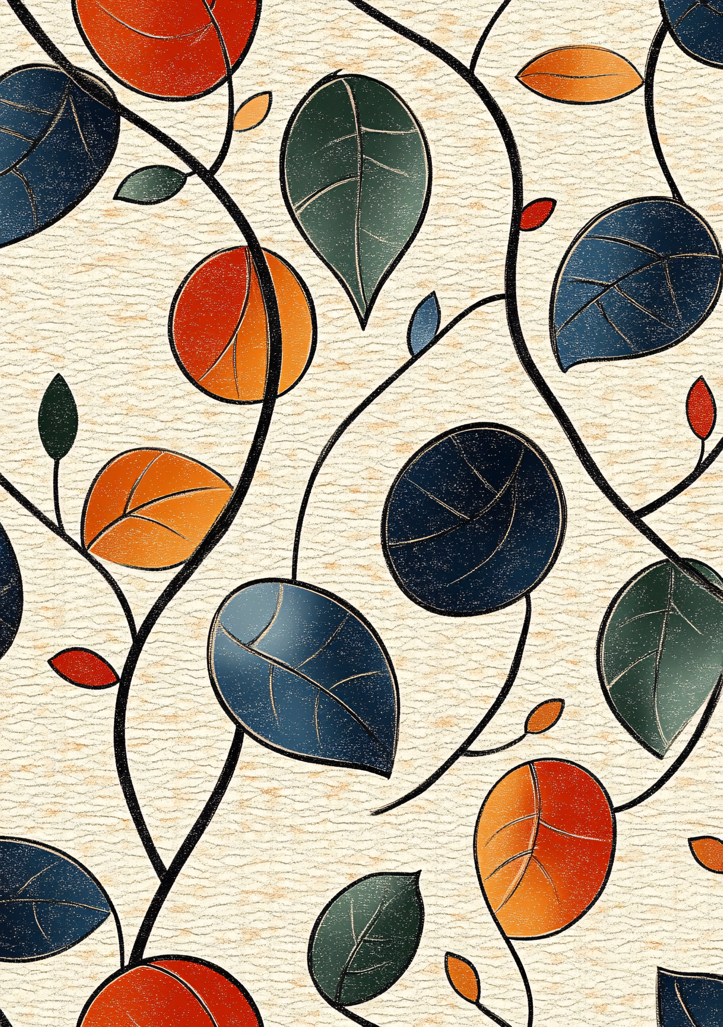 Stylized Leaf and Branch Pattern
