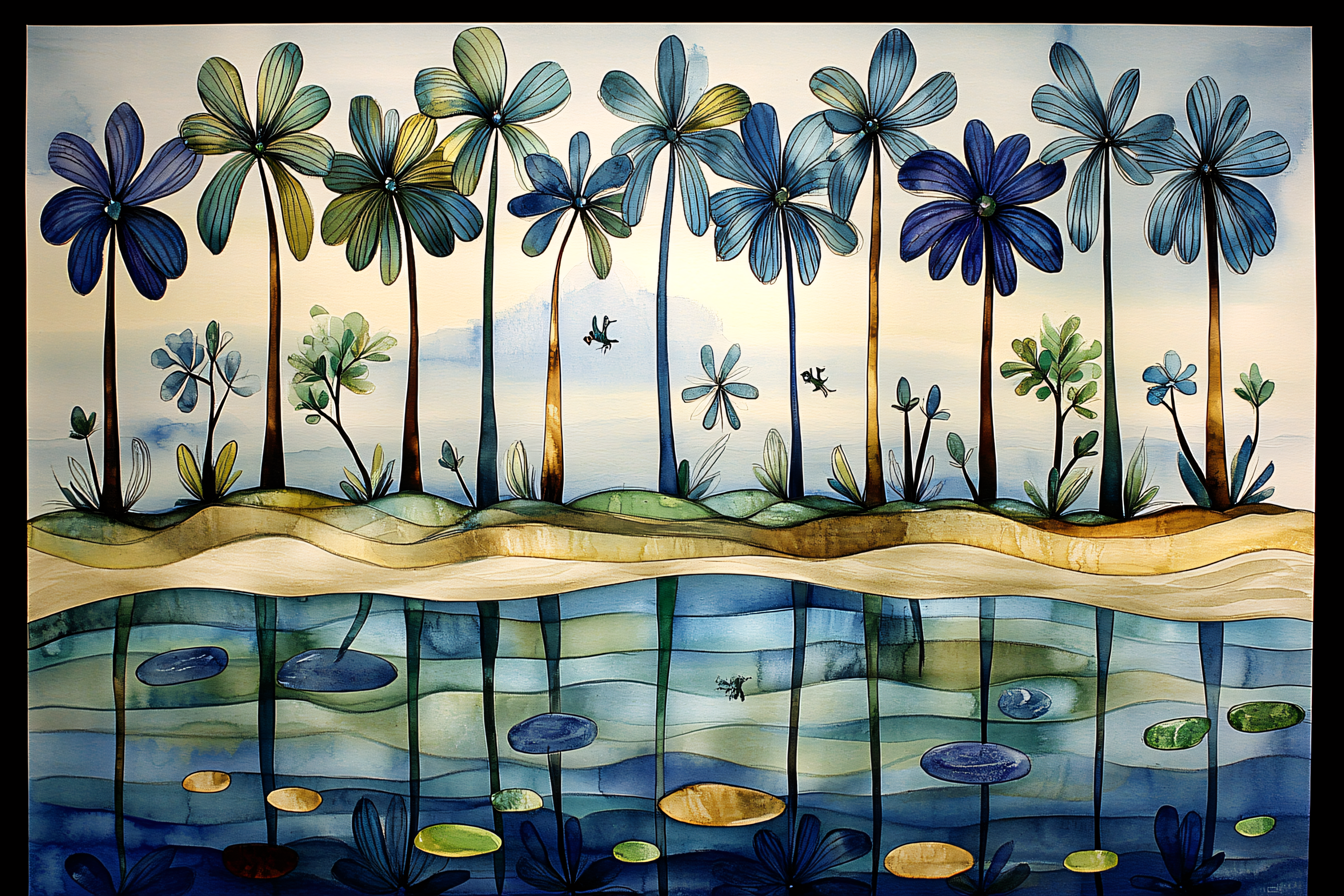 Stylized Palm Trees Landscape