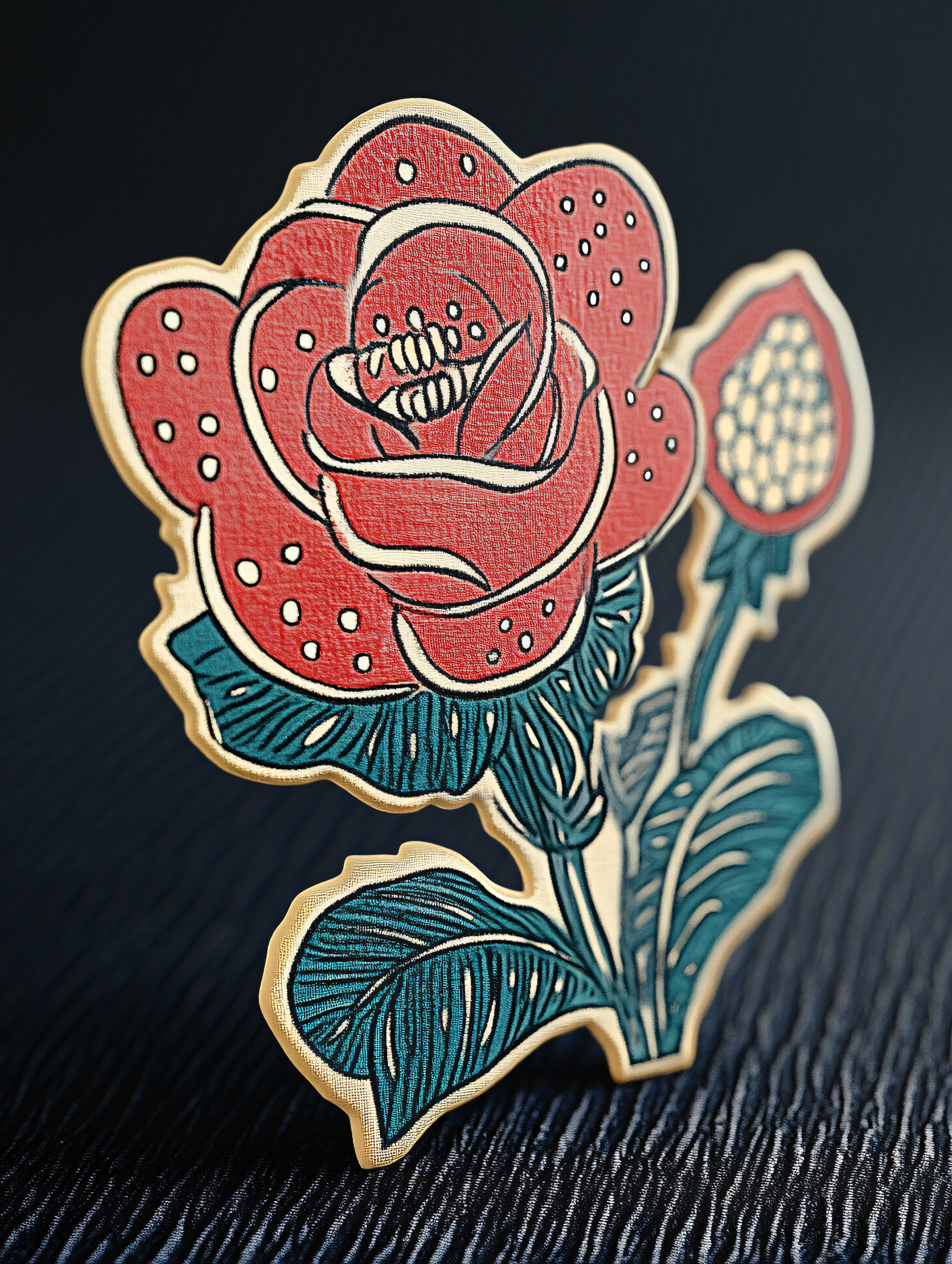 Stylized Red Rose Pin