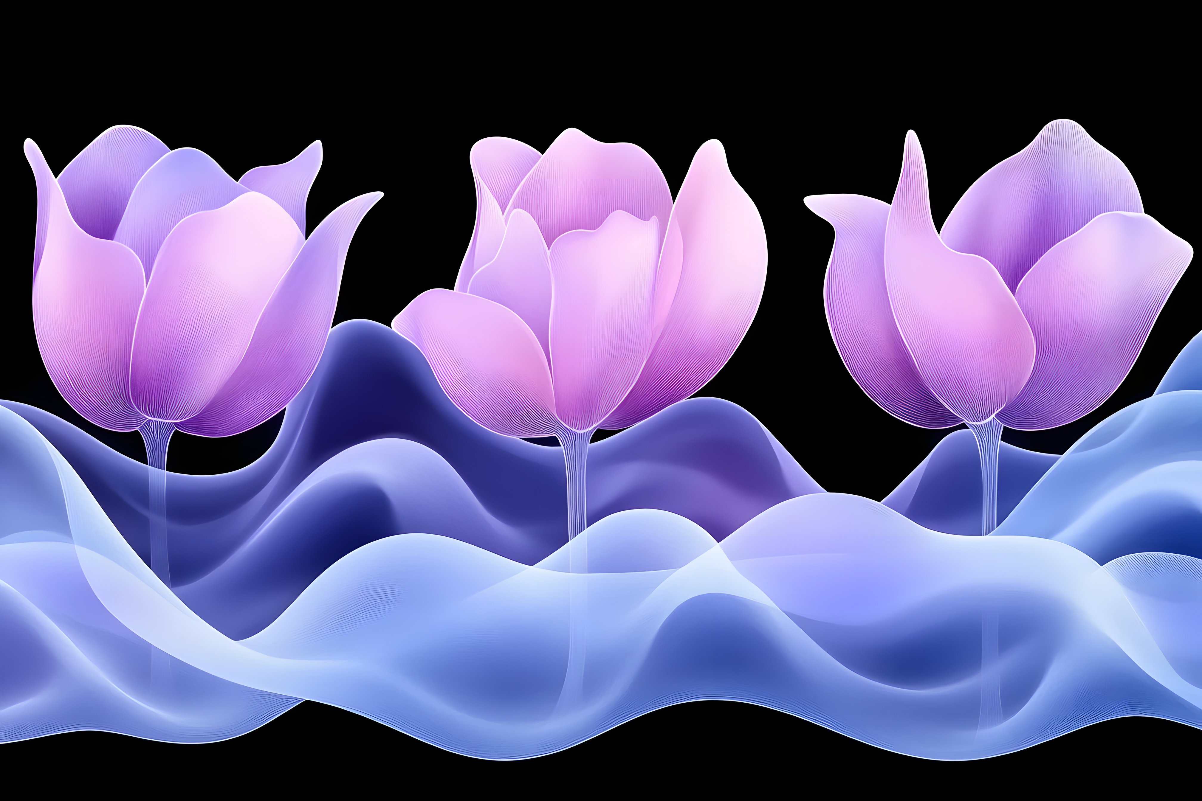 Stylized Tulips with Abstract Waves