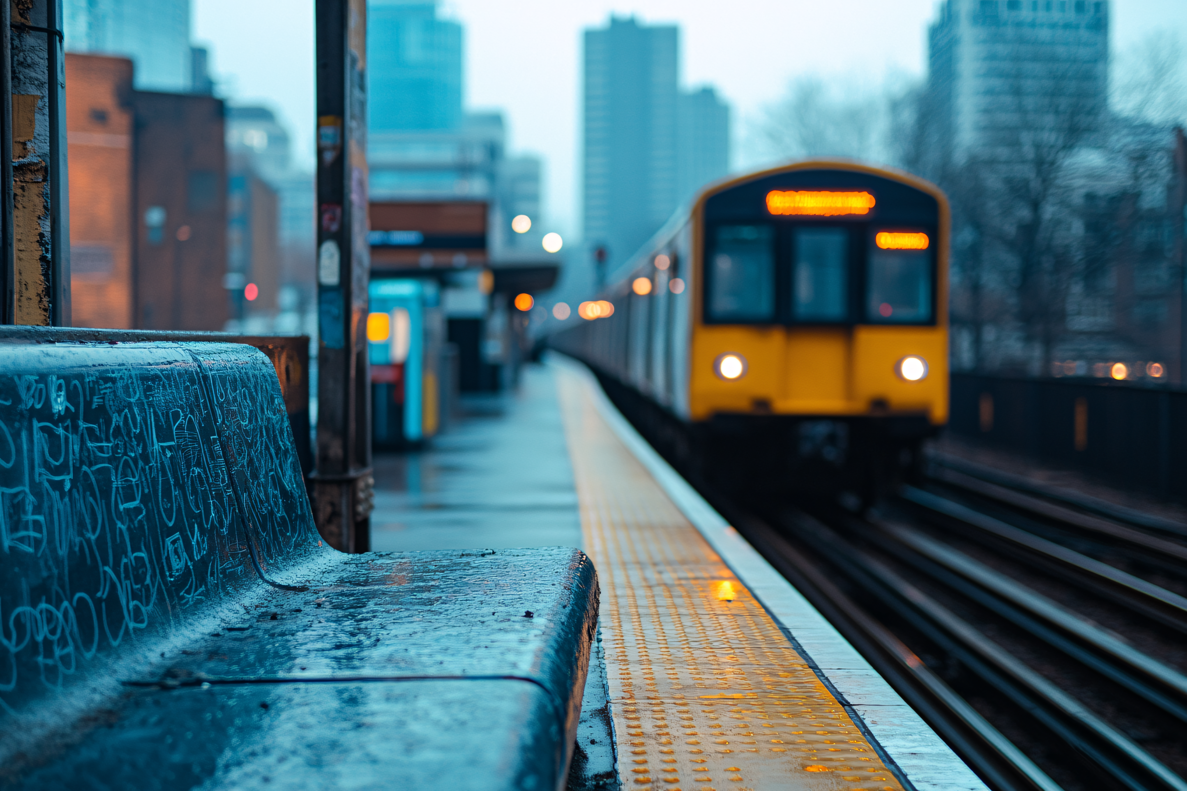 Subway Arrival in the Rain