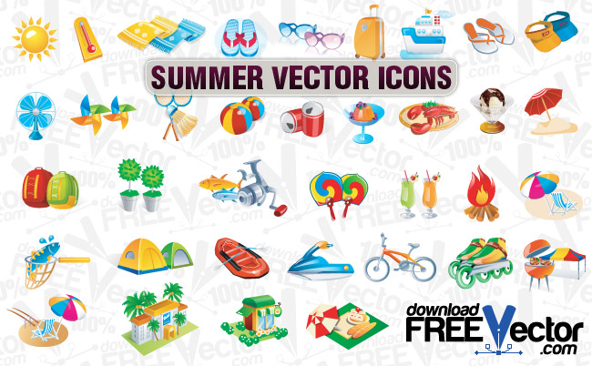 Summer Icons Free Vector