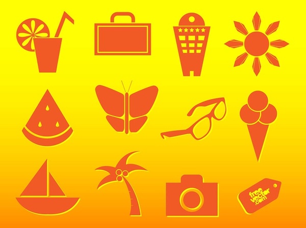 Summer Travel Icons Free Vector