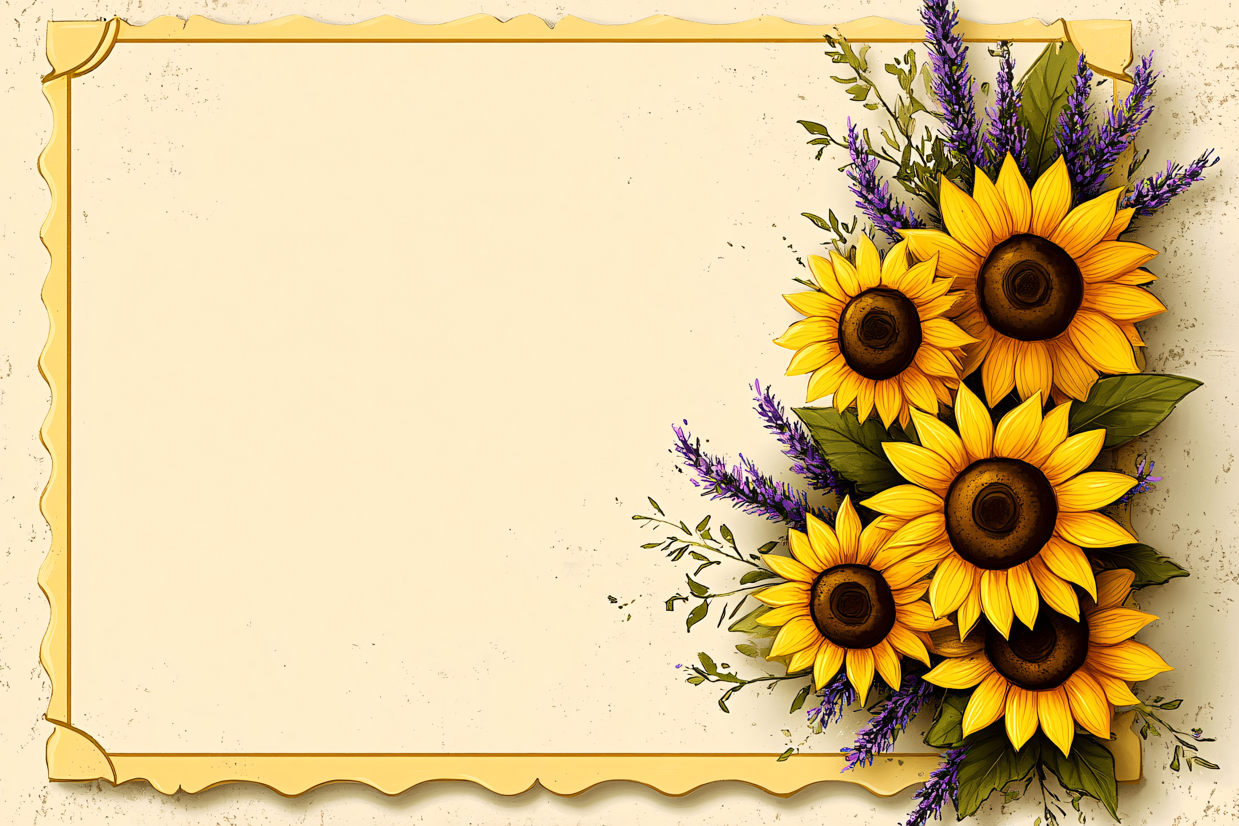 Sunflower and Lavender Floral Frame