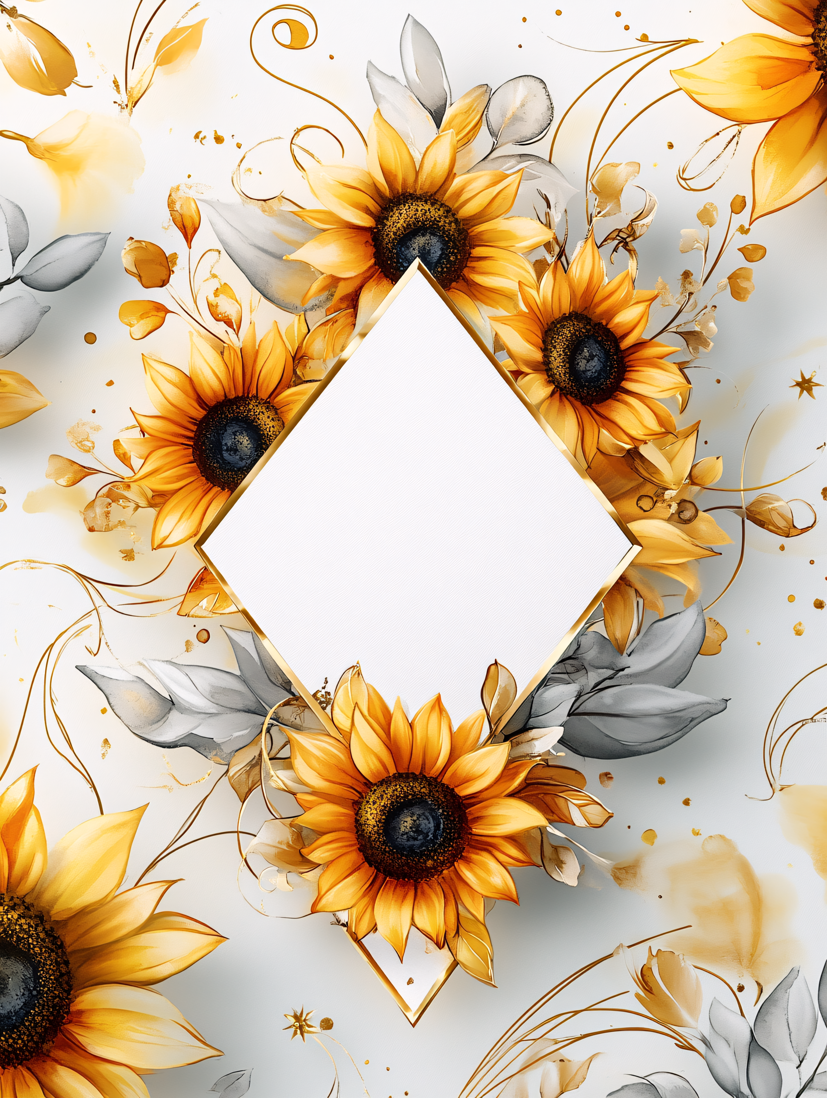 Sunflower with Diamonds