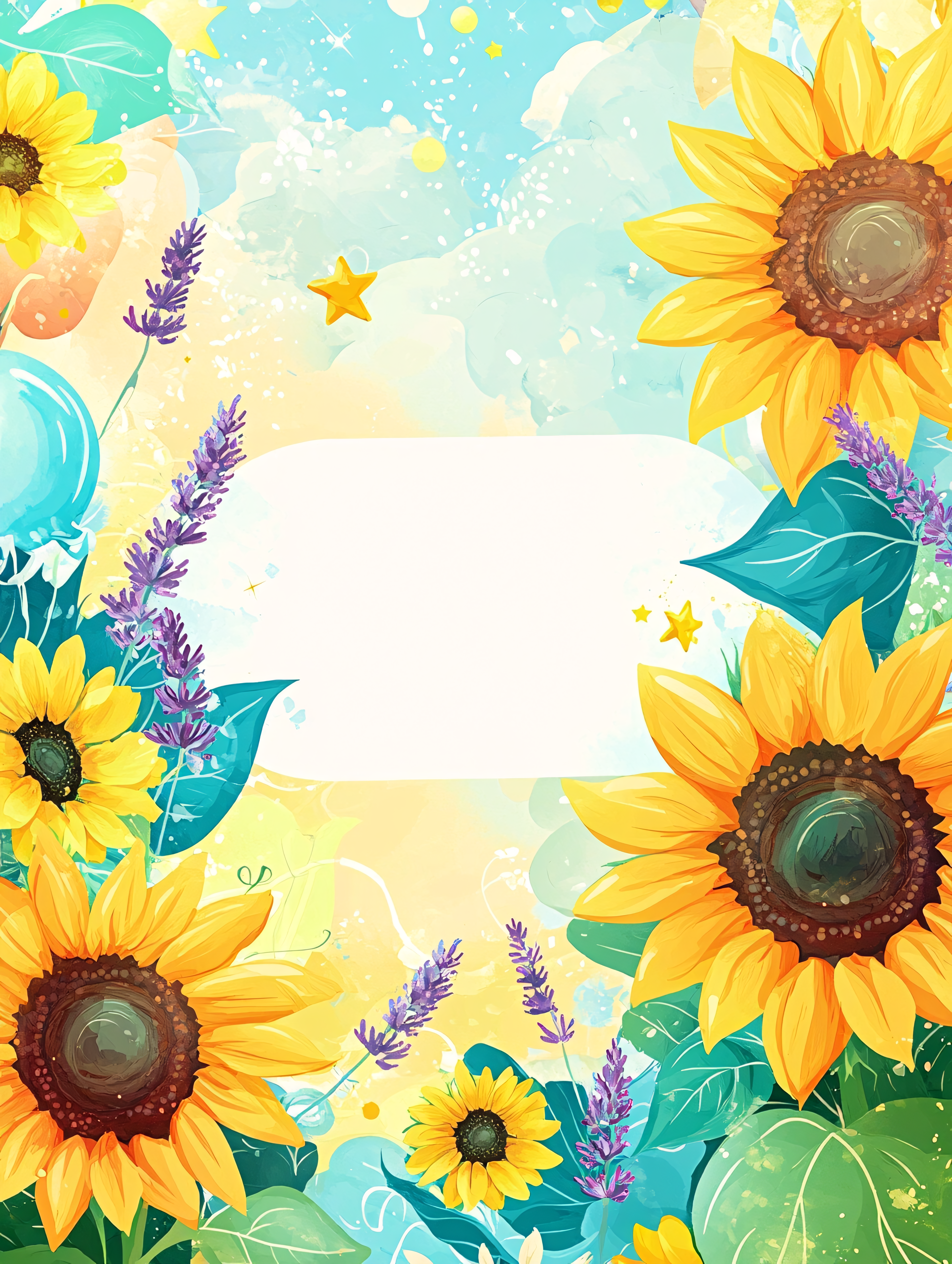 Sunflowers and Lavender Border Design
